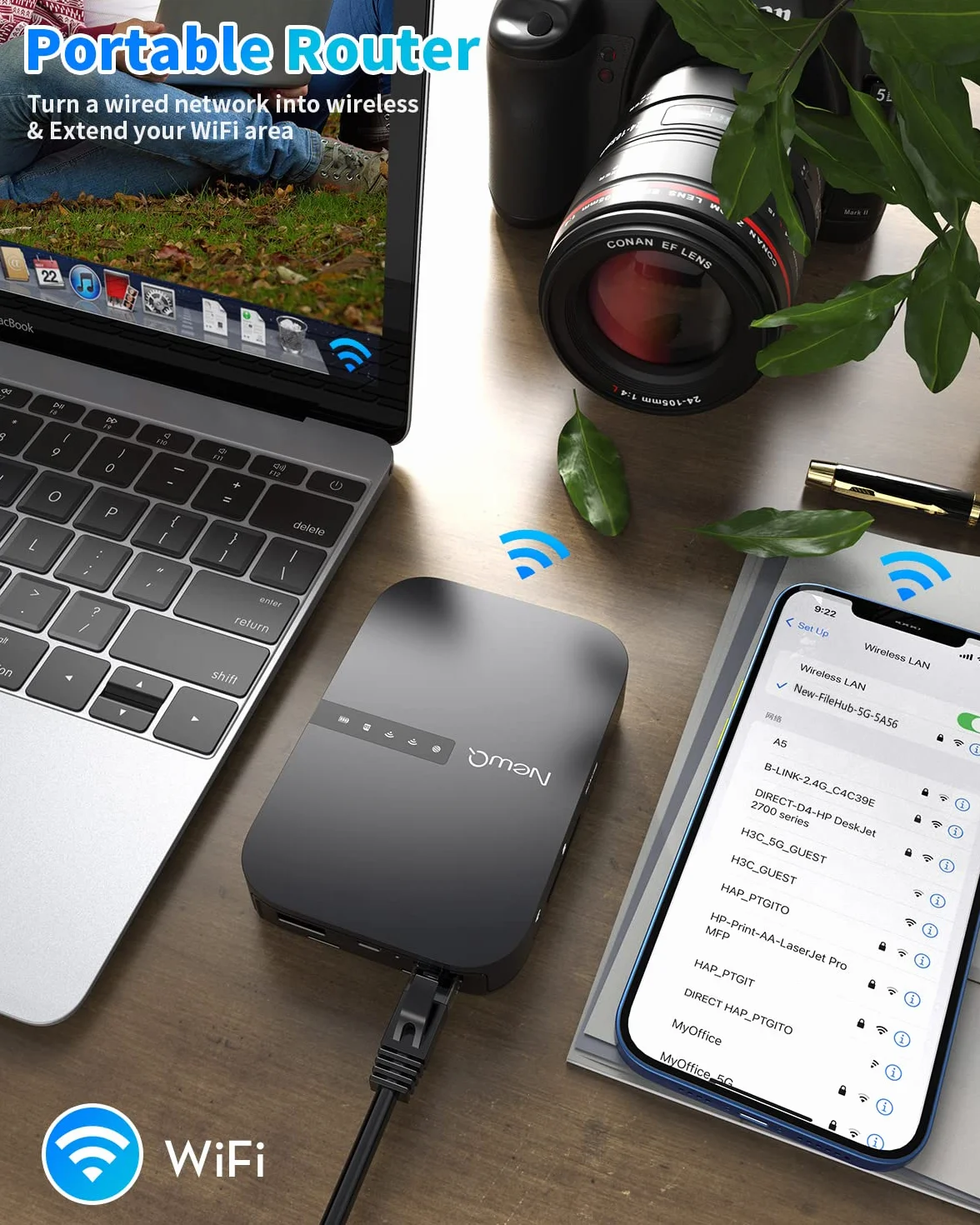 NEWQ Filehub AC750 przenośny dysk twardy czytnik SD bezprzewodowy dostęp do zewnętrznego dysku USB