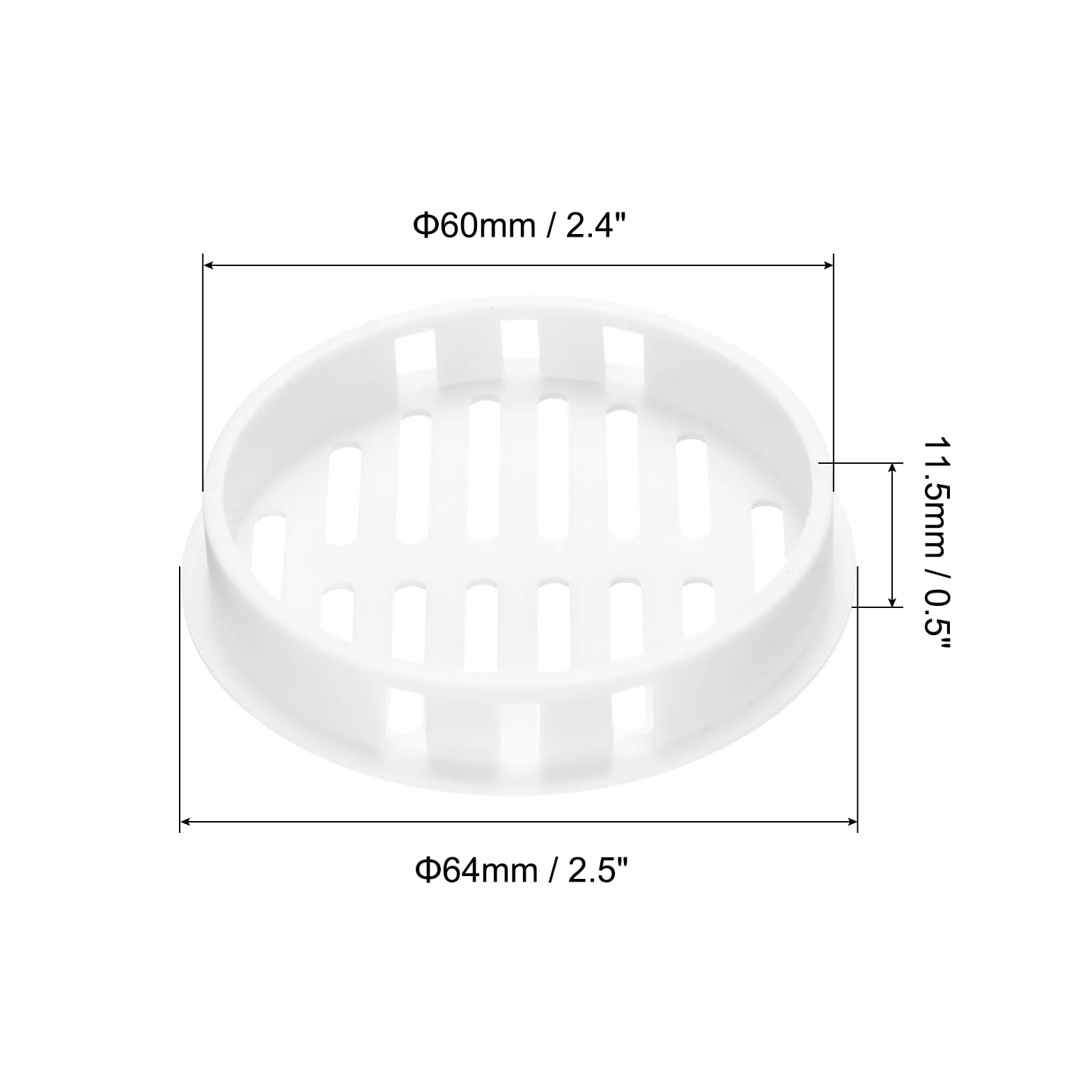 QUARKZMAN 10 sztuk 60 mm / 2,4 cala kratki okrągłe podsufitkowe sufitowe osłona wentylacyjna z tworzywa sztucznego biały do łazienki domu biura kuchni szafy szafy