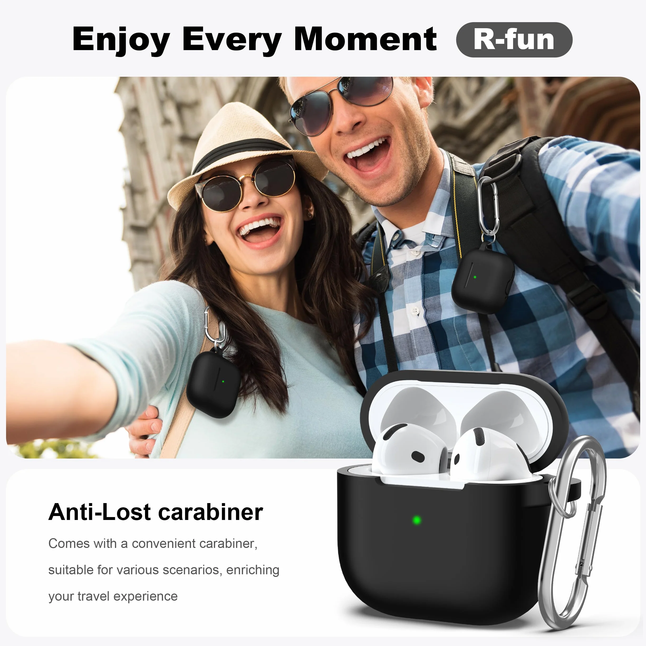 Etui do AirPods 4 R-fun silikonowa z breloczkiem zestaw do czyszczenia