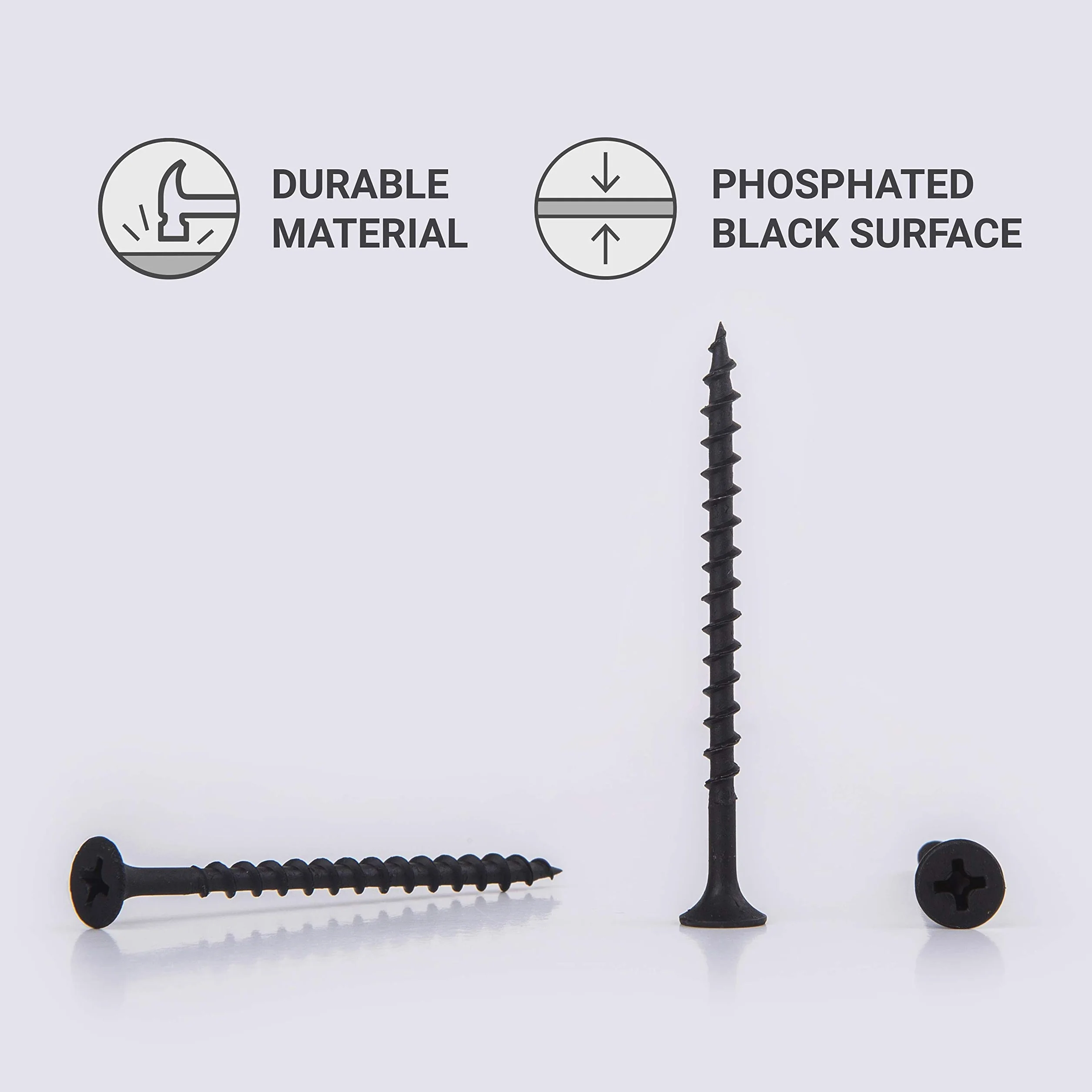 (300 sztuk) czarne fosforanowe wkręty ze stali węglowej 3,5 x 55 mm, śruby do drewna, głowica Philips Bugle, łączniki do płyt wiórowych (300, 3,5 x 55 mm)