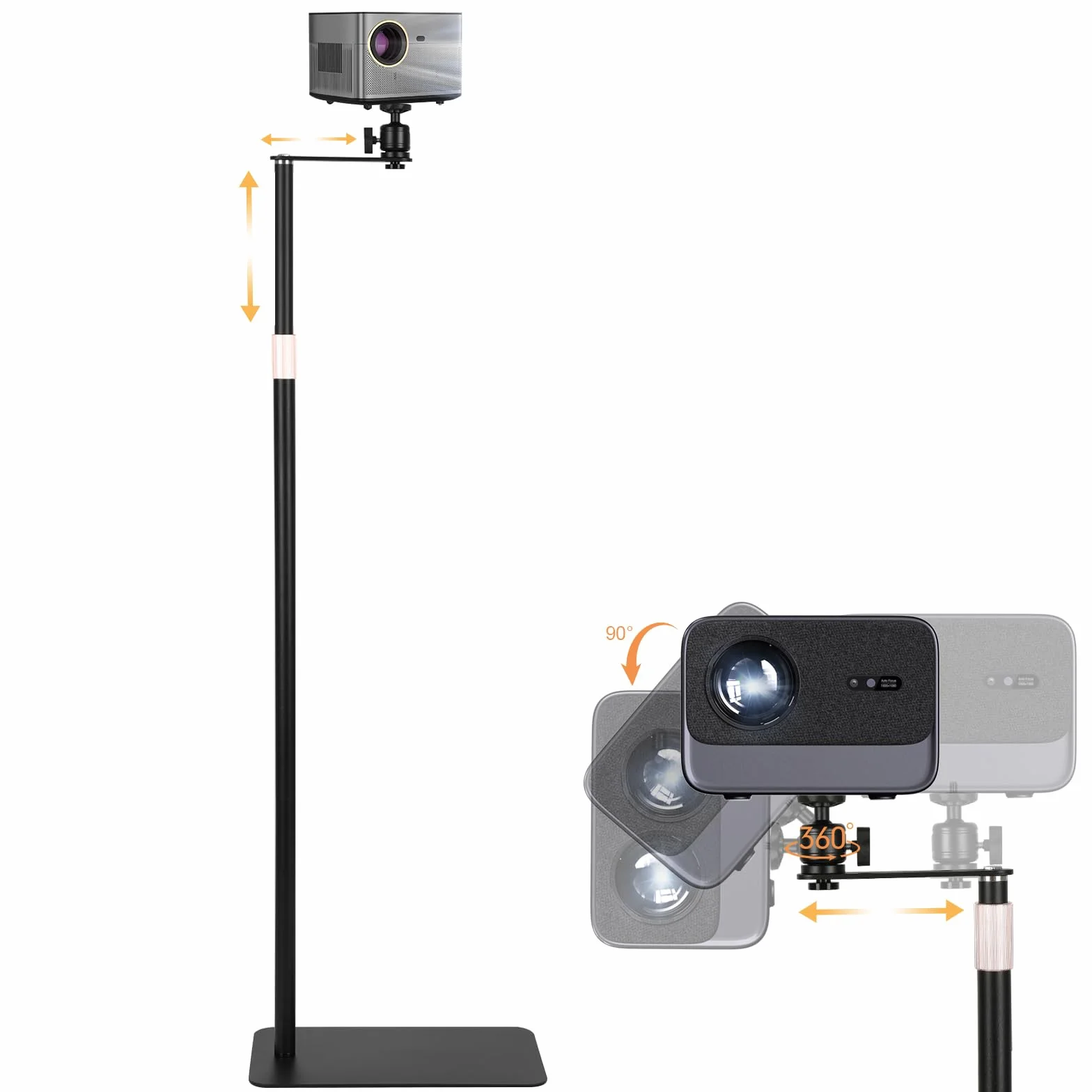 Stojak do projektora obracany 360° regulowana wysokość 85-130 cm metalowa podstawa Heavy Duty