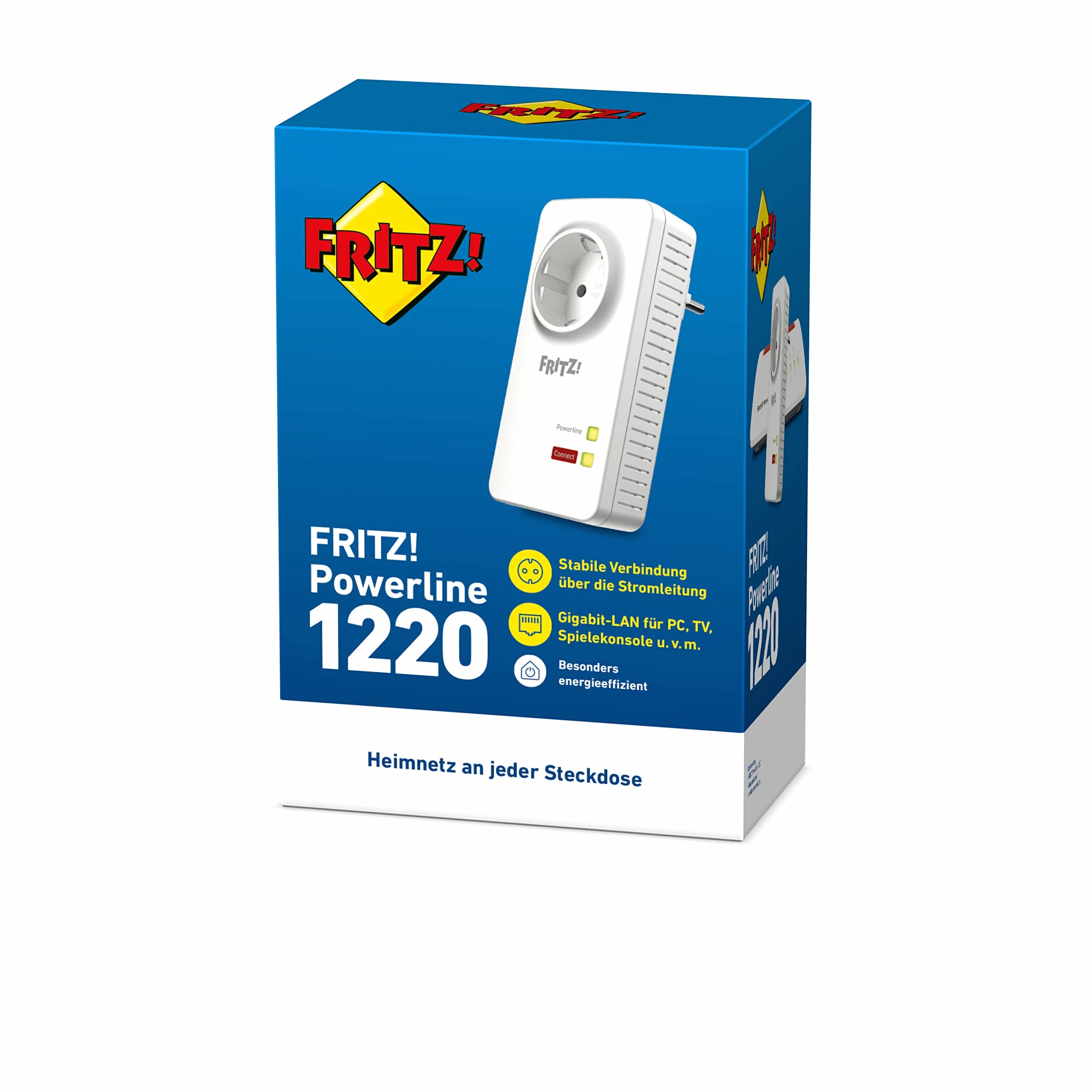 AVM FRITZ!Powerline 1220E Adapter, 1200 Mbit/s, 2 x Gigabit LAN