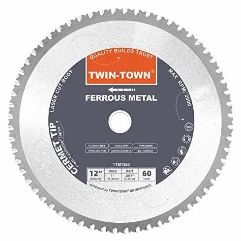 TWIN-TOWN Brzeszczot do piły ze stali i metalu żelaznego, 30 cm, 60 zębów, z trzpieniem 1-calowym