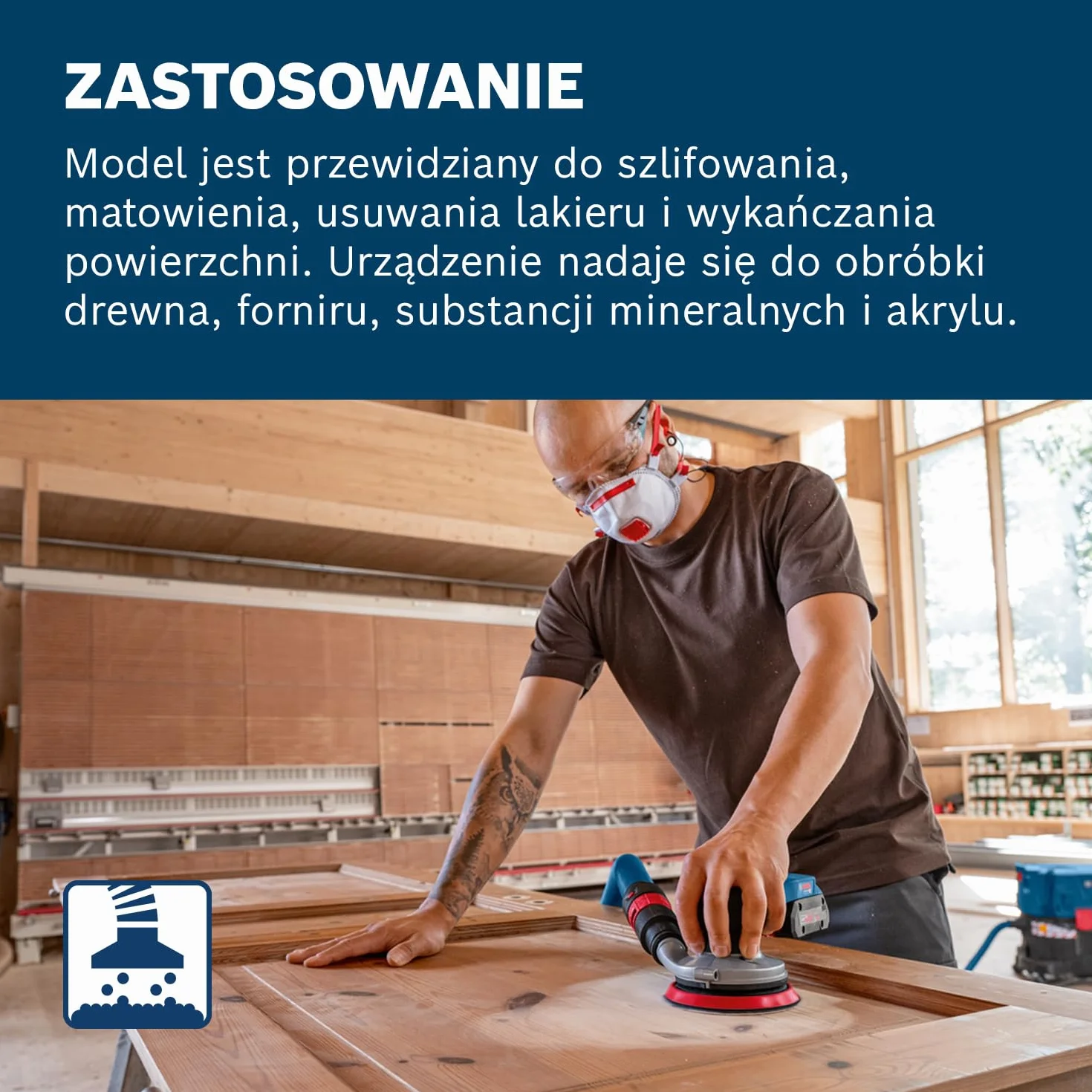 Bosch Professional system 18V: akumulatorowa szlifierka mimośrodowa GEX 18V-125 (talerz szlifierski 125 mm, 1 papier ścierny, worek na pył)