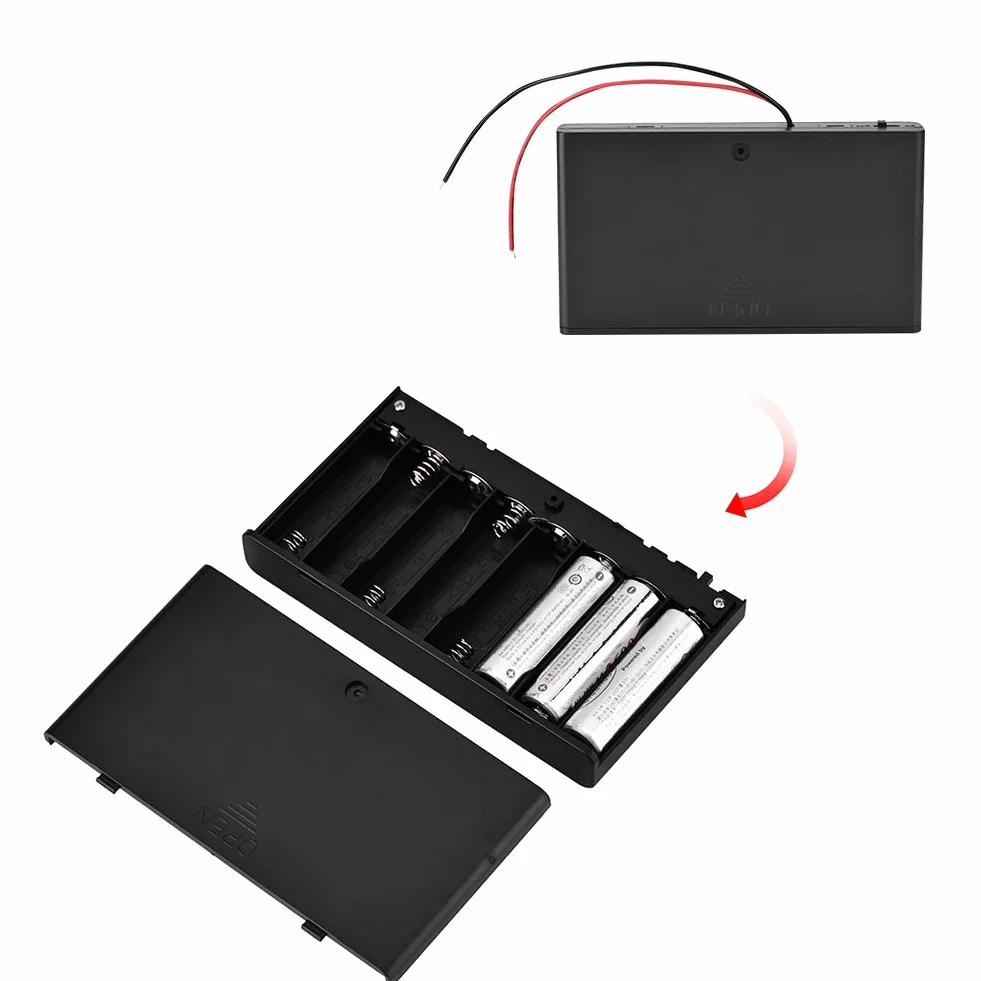 Zerone 12 V 8x obudowa uchwytu baterii AA pudełko do przechowywania baterii ABS czarny