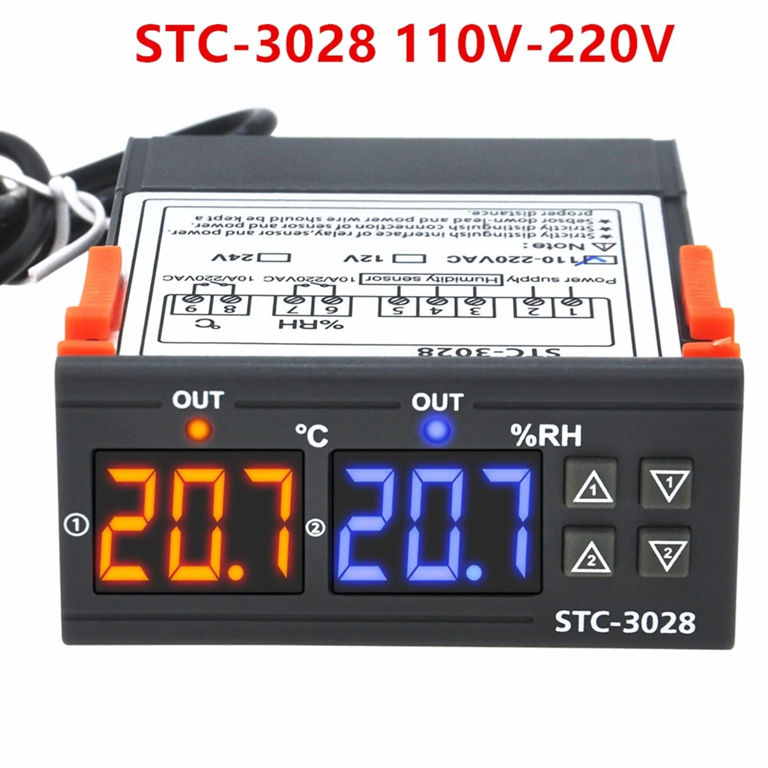 Cyfrowy higrometr STC-1000 STC-3028 STC-3008, regulator wilgotności, termometr, czujnik ogrzewania, chłodnica 24V/220V (STC-3028 110V-220V)