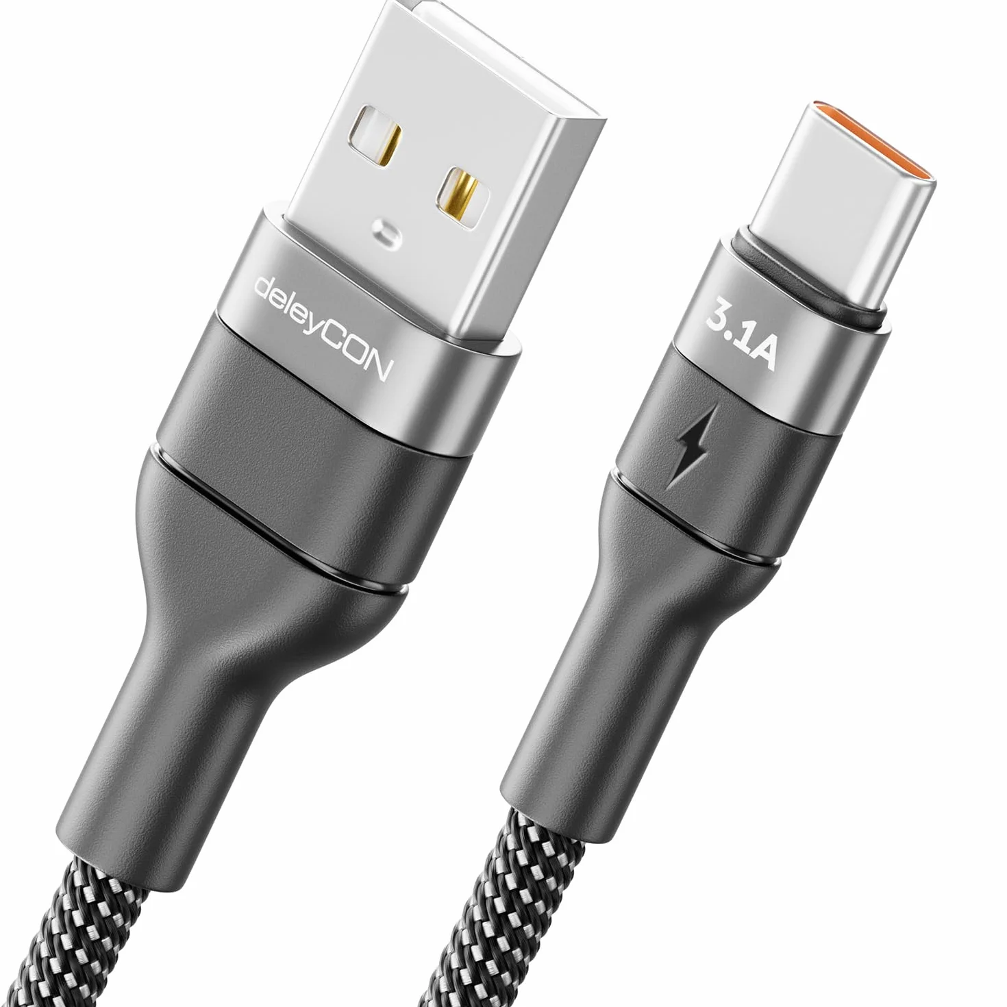 deleyCON 1m USB C Kabel 3.1A Ładowania Przewód Danych USB-A na USB-C do iPhone 16 15 Pro Max Galaxy A16 A56 S26 S25 S24 S23 Pixel iPad Pro