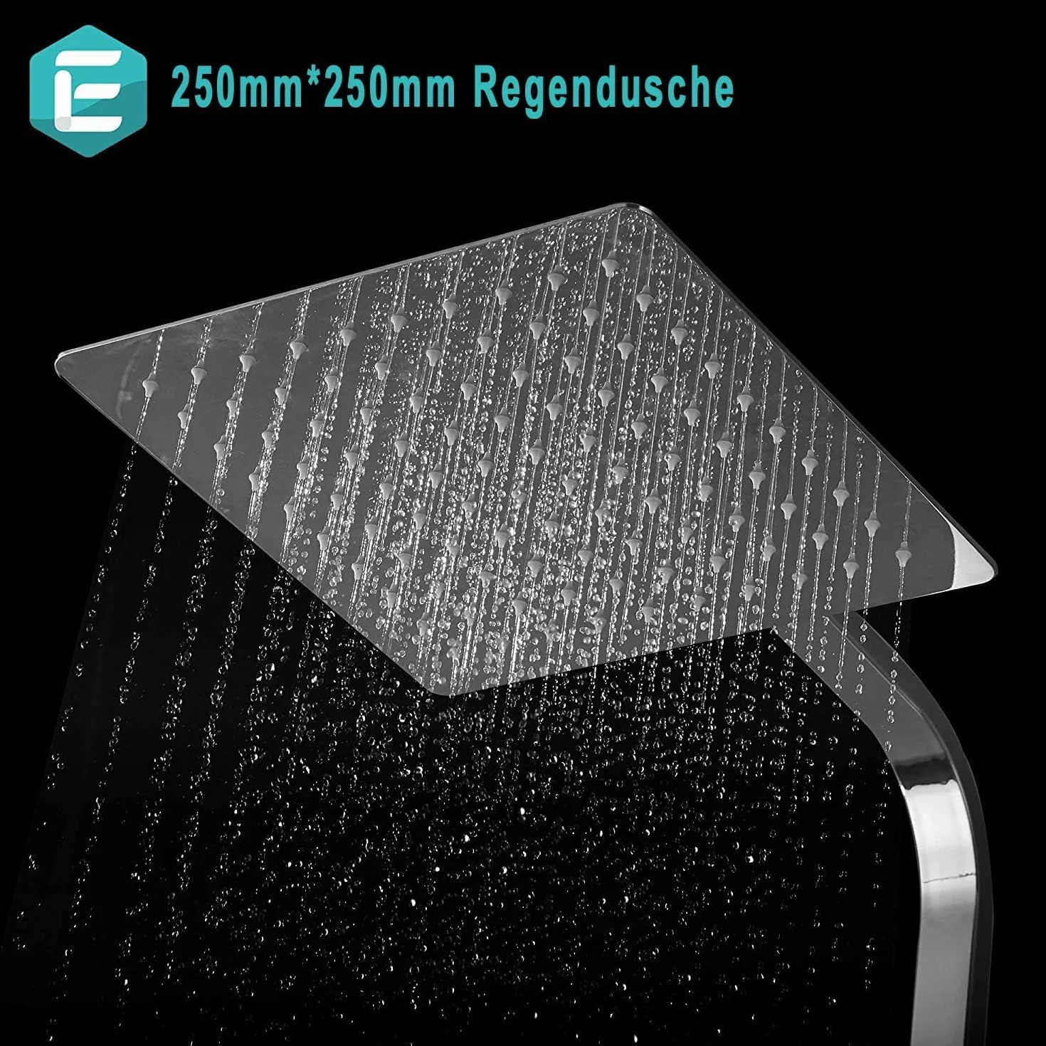 Elbe system prysznicowy ze stali nierdzewnej, deszczownica ze słuchawką prysznicową, kwadratowy drążek prysznicowy, 25 x 25 cm