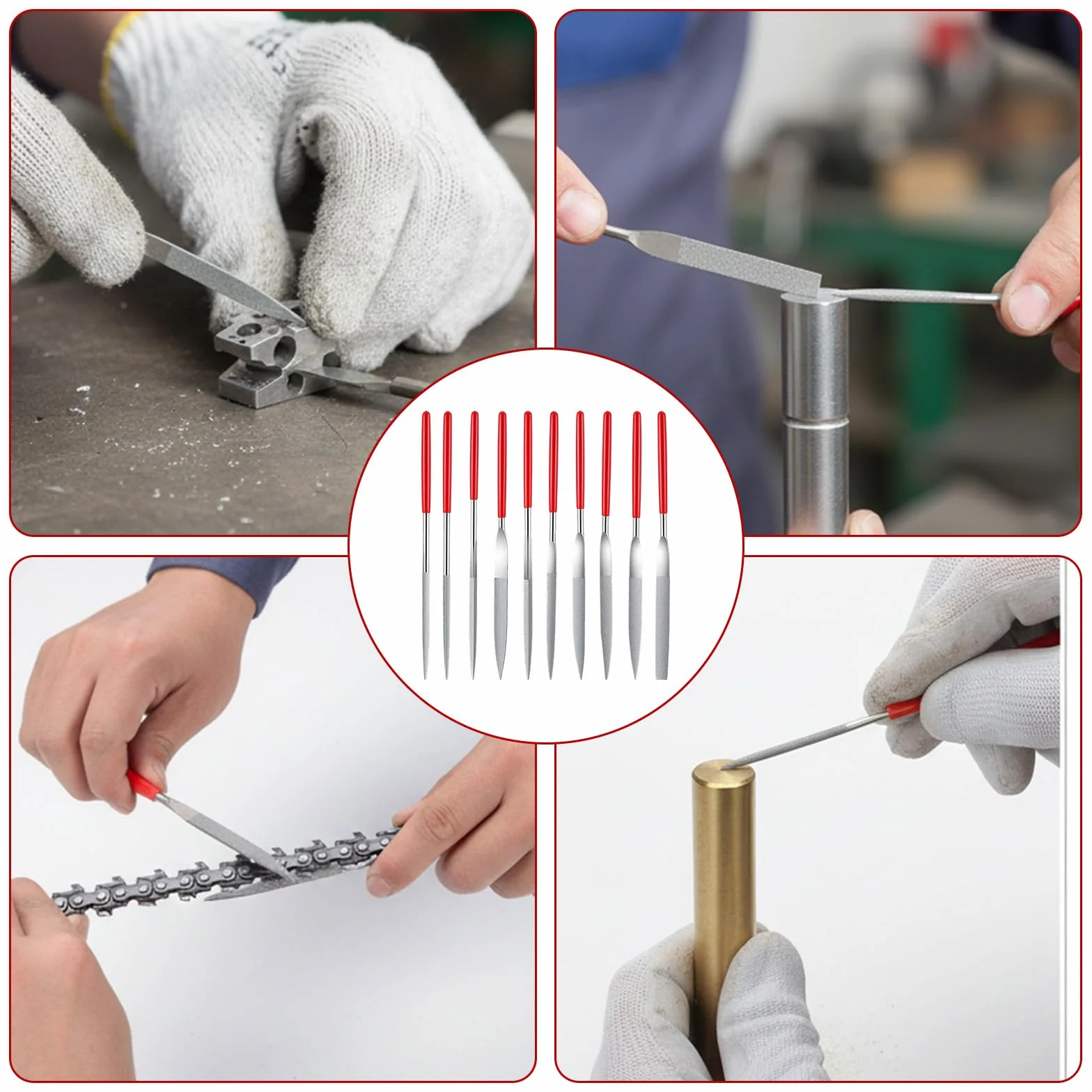 10-częściowy zestaw pilników diamentowych, mini zestaw pilników igłowych, małe diamentowe pilniki do biżuterii, metalu, szkła, szlifowania kamienia, polerowania i grawerowania (okrągłe, trójkątne