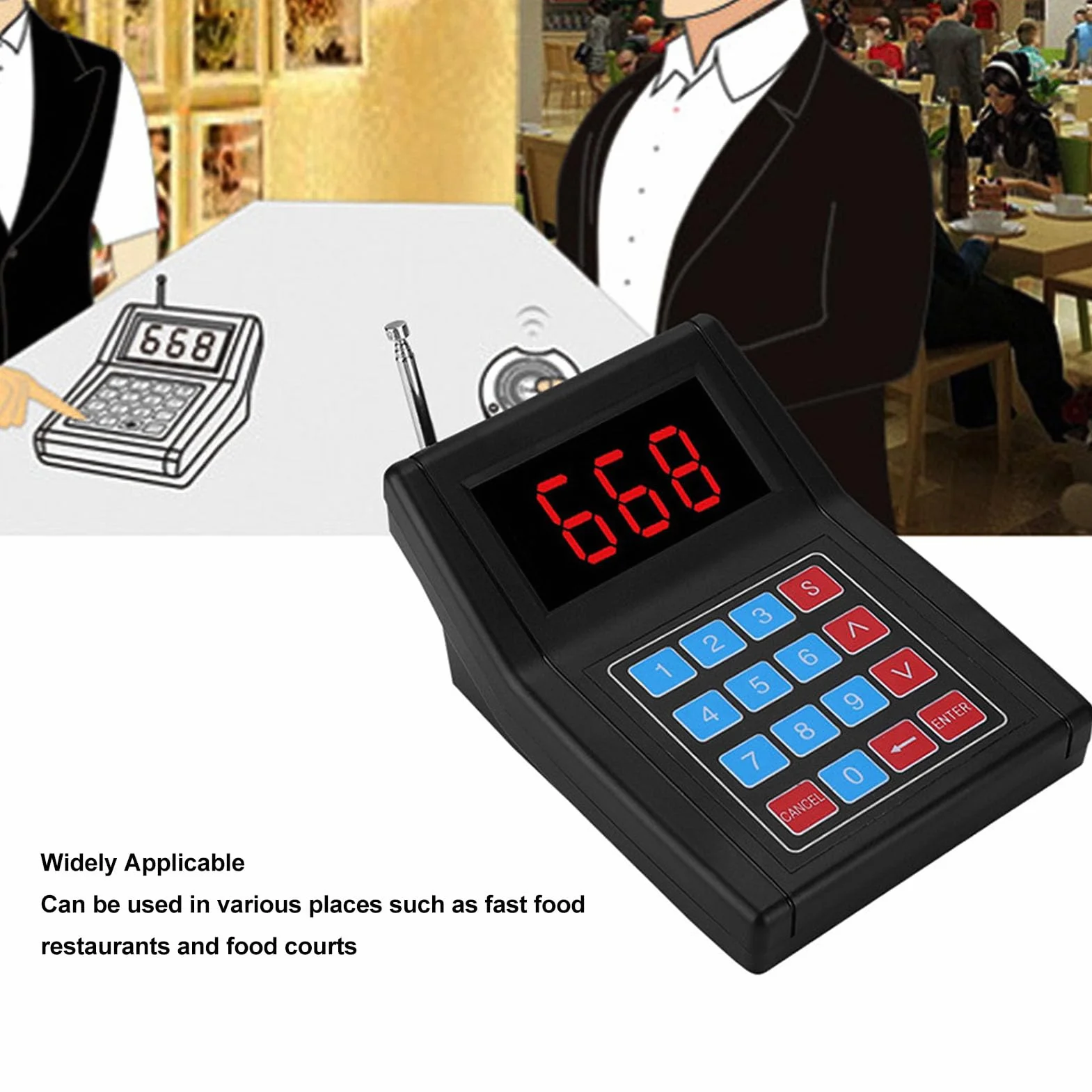 Bezprzewodowy System Przywoływania Gości Pagery Restauracyjne 20 Brzęczyków Sygnały Dźwiękowe Czerwony