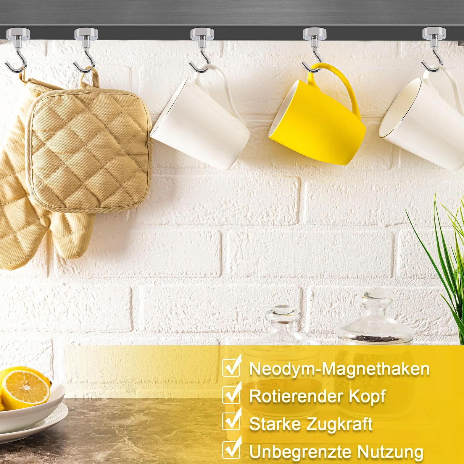 FPMYB 8 sztuk ekstra mocnych hakó magnetycznych o udźwigu 15 kg, magnesy neodymowe 20 mm, bez wykrawania, do drzwi żelaznych, lodówek, kuchni, grilla BBQ, wieszaków, szafy, robótek ręcznych, biura