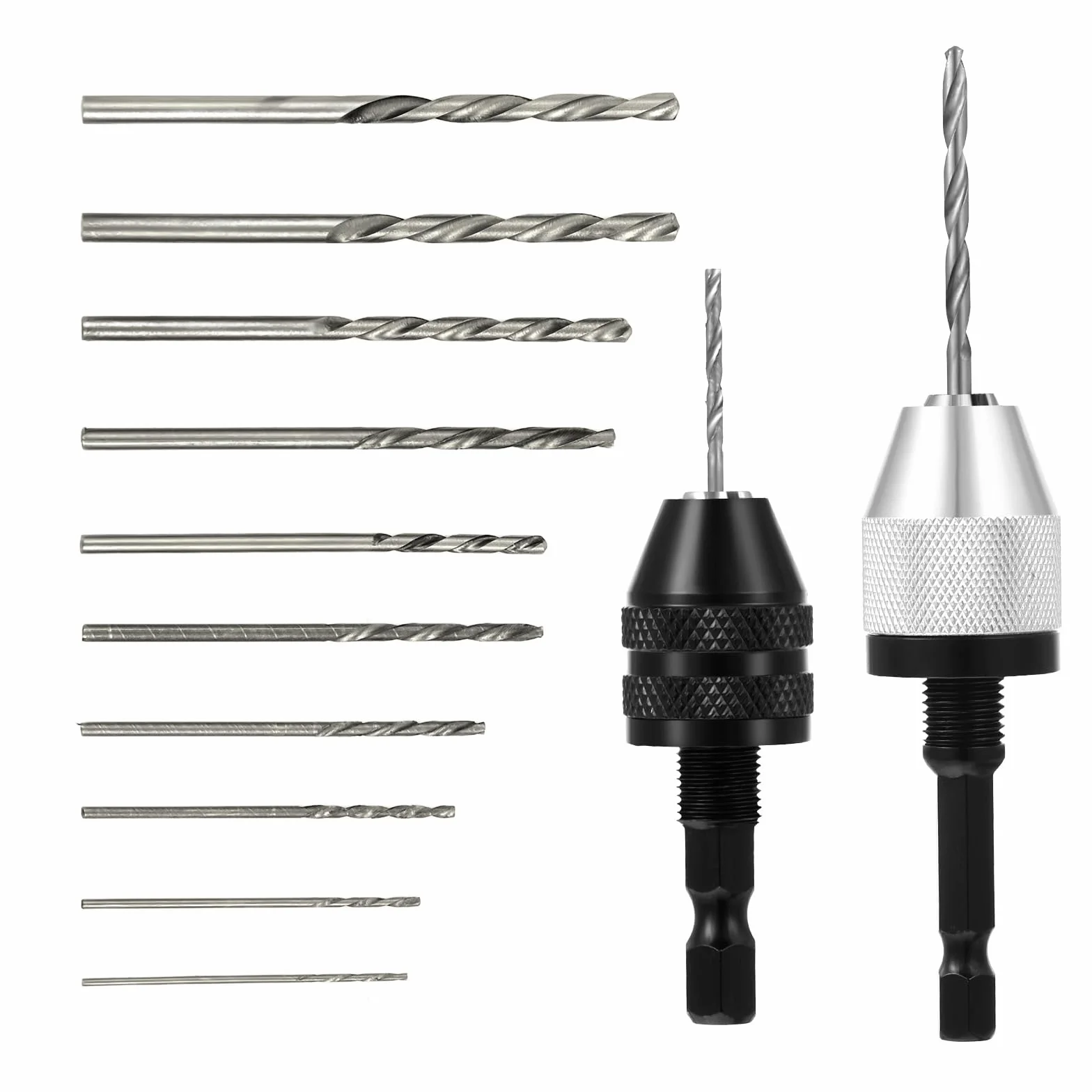 Giantree Bezkluczykowy uchwyt wiertarski, 2 szt. adapter uchwytu z 10 szt. wierteł, chwyt sześciokątny 1/10.2 cm, szybka wymiana konwertera, przedłużacz, adapter do mocowania narzędzia udarowego