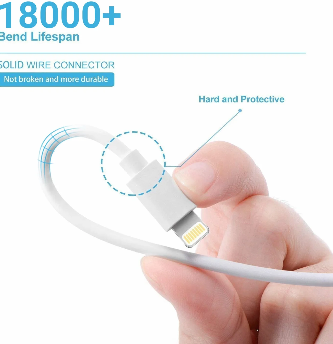 Quntis Zestaw 3 kabli do ładowania iPhone’a, długość 2 m, certyfikowany kabel MFi USB z podświetleniem do ładowania, kompatybilny z iPhonem 11, 12, 13, Pro Max, XR, X, XS, 8 Plus, 8 i iPadem Pro