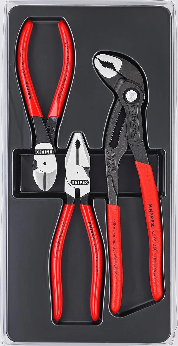 KNIPEX Zestaw szczypiec Power-Pack 1x 02 01 180, 1x 87 01 250, 1x 74 01 160, 00 20 10