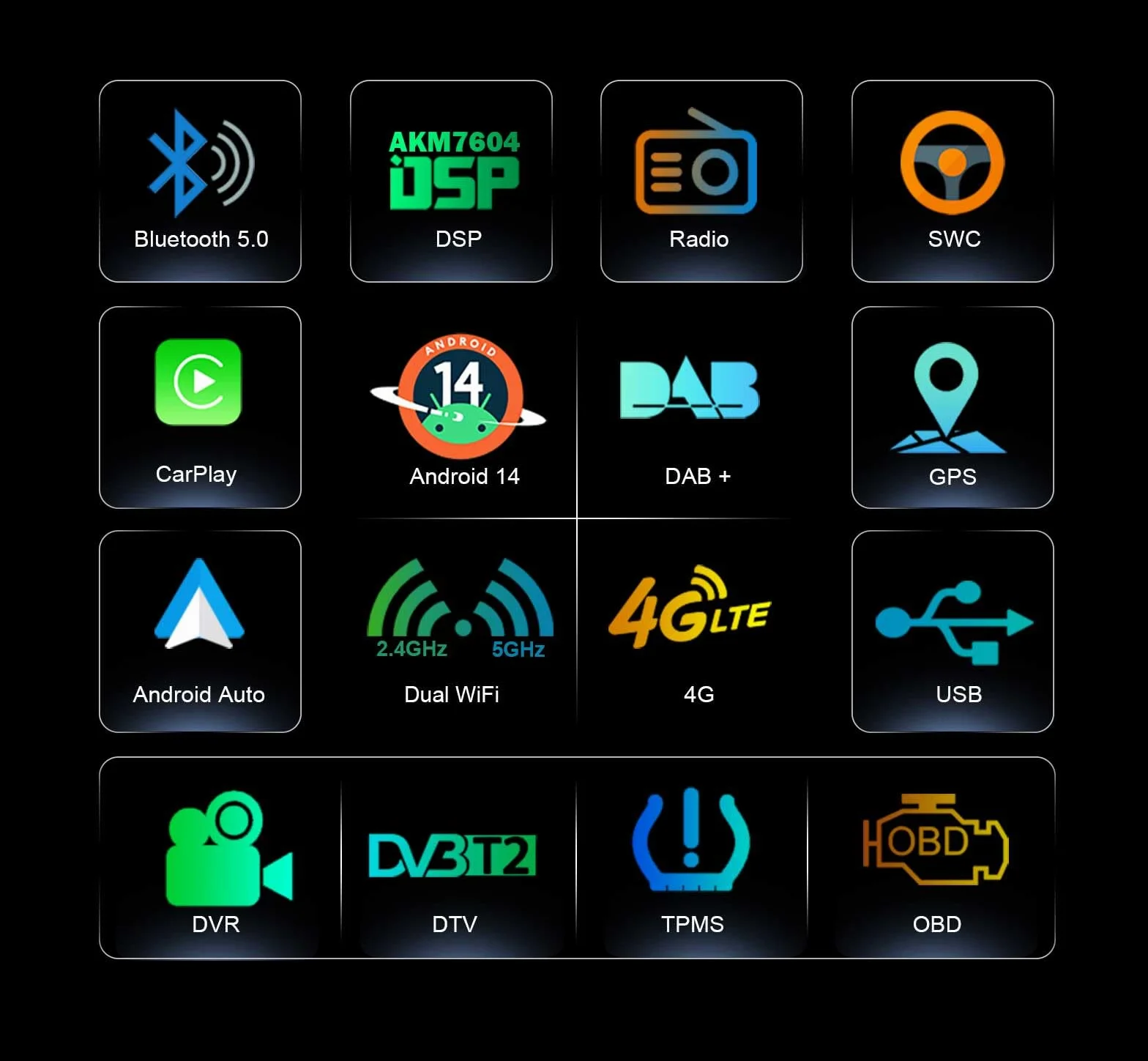Erisin 4GB + 64GB Android 14 GPS nawigacja do Ford Focus Mondeo S-Max C-Max Galaxy Bluetooth 5.0 CarPlay Android Auto DSP WiFi DAB+ IPS OBD2 8-rdzeniowy 2GHz