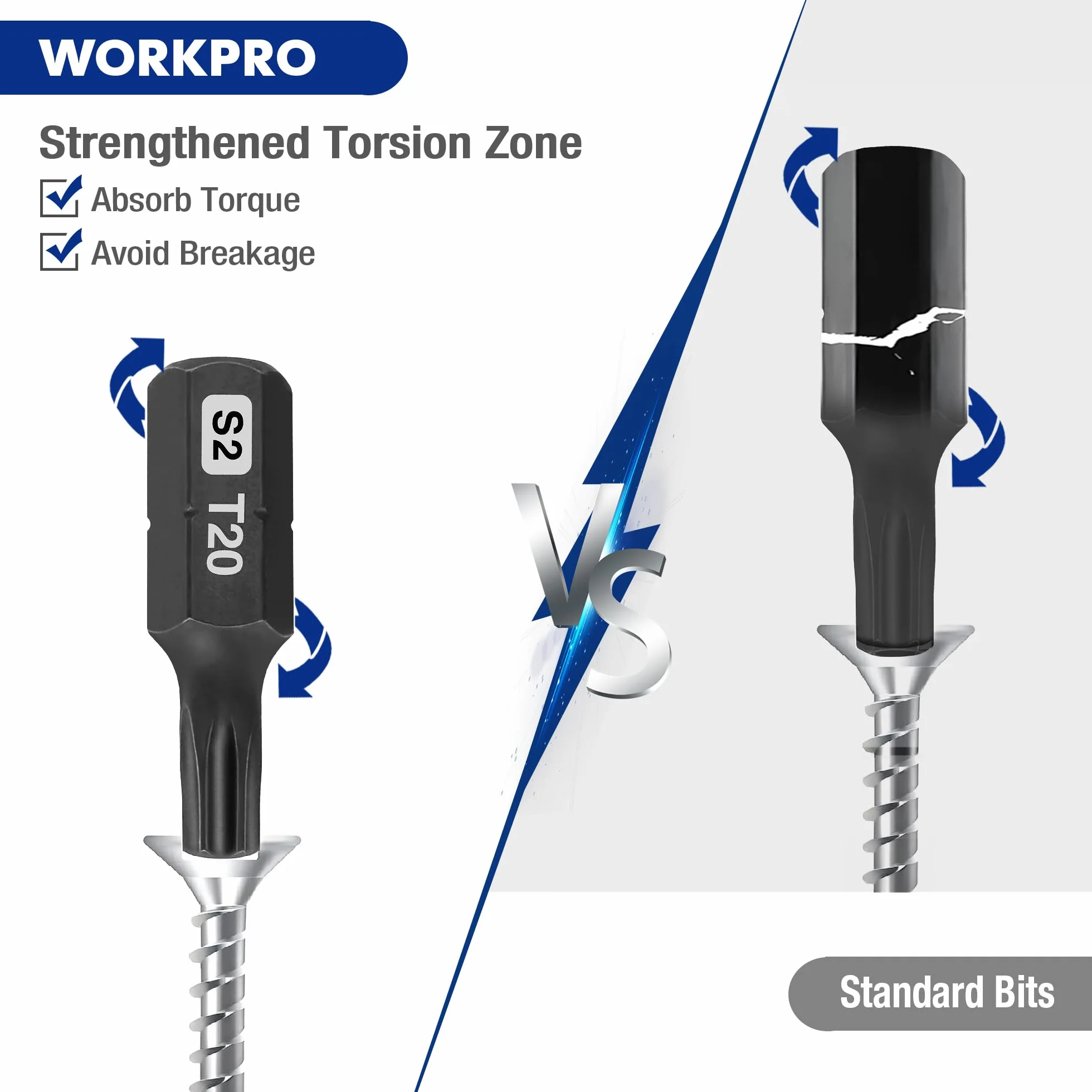 WORKPRO Security Torx zestaw bitów 16 szt., odporny na manipulacje zestaw bitów ze stali S2, trzpień sześciokątny 1/10.2 cm, końcówka wkrętakowa z magnetycznymi końcówkami w pudełku do przechowywania