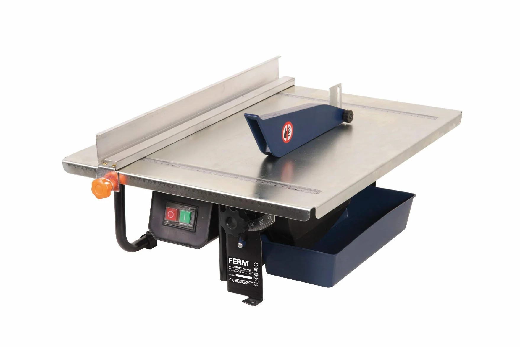 FERM Przecinarka do płytek 900 W - 2950/min - tarcza diamentowa 200 mm - brzeszczot chłodzony wodą - regulacja 0-45 stopni, czarny, niebieski, stal nierdzewna