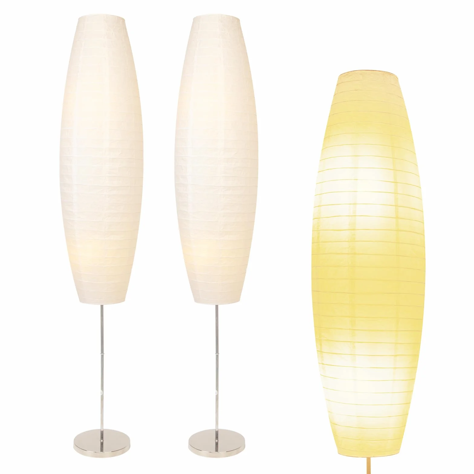 Nowoczesna lampa podłogowa z papieru ryżowego, 59 cali owalna lampa do papieru ryżowego, do salonu, biura, sypialni, pokoju dziecięcego, czytania, dekoracji domu (2 szt.)