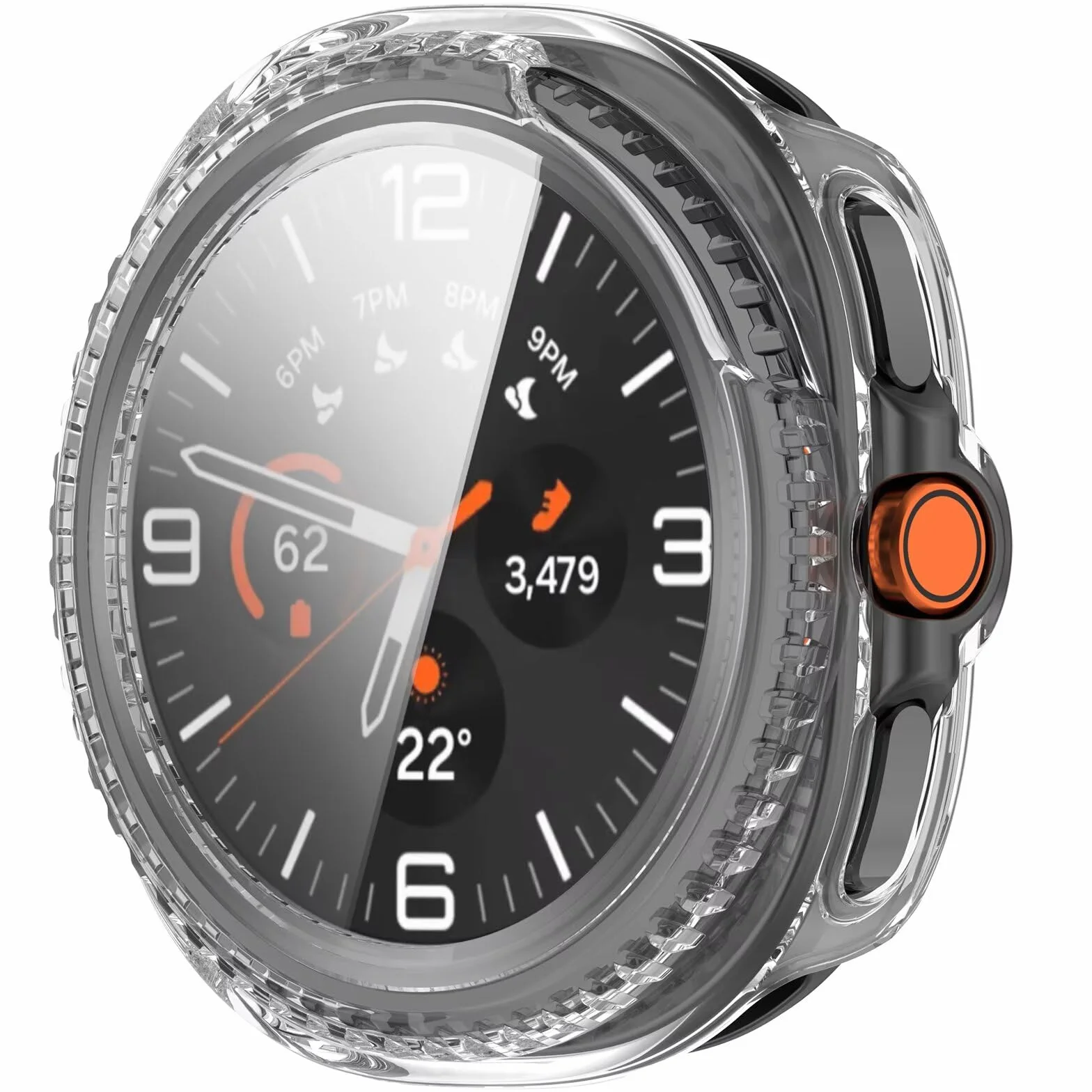 FTRONGRT Etui kompatybilne z Samsung Galaxy Watch 8 Classic, PC + folia hartowana, odporna na zarysowania wszechstronna obudowa ochronna. Przezroczyste