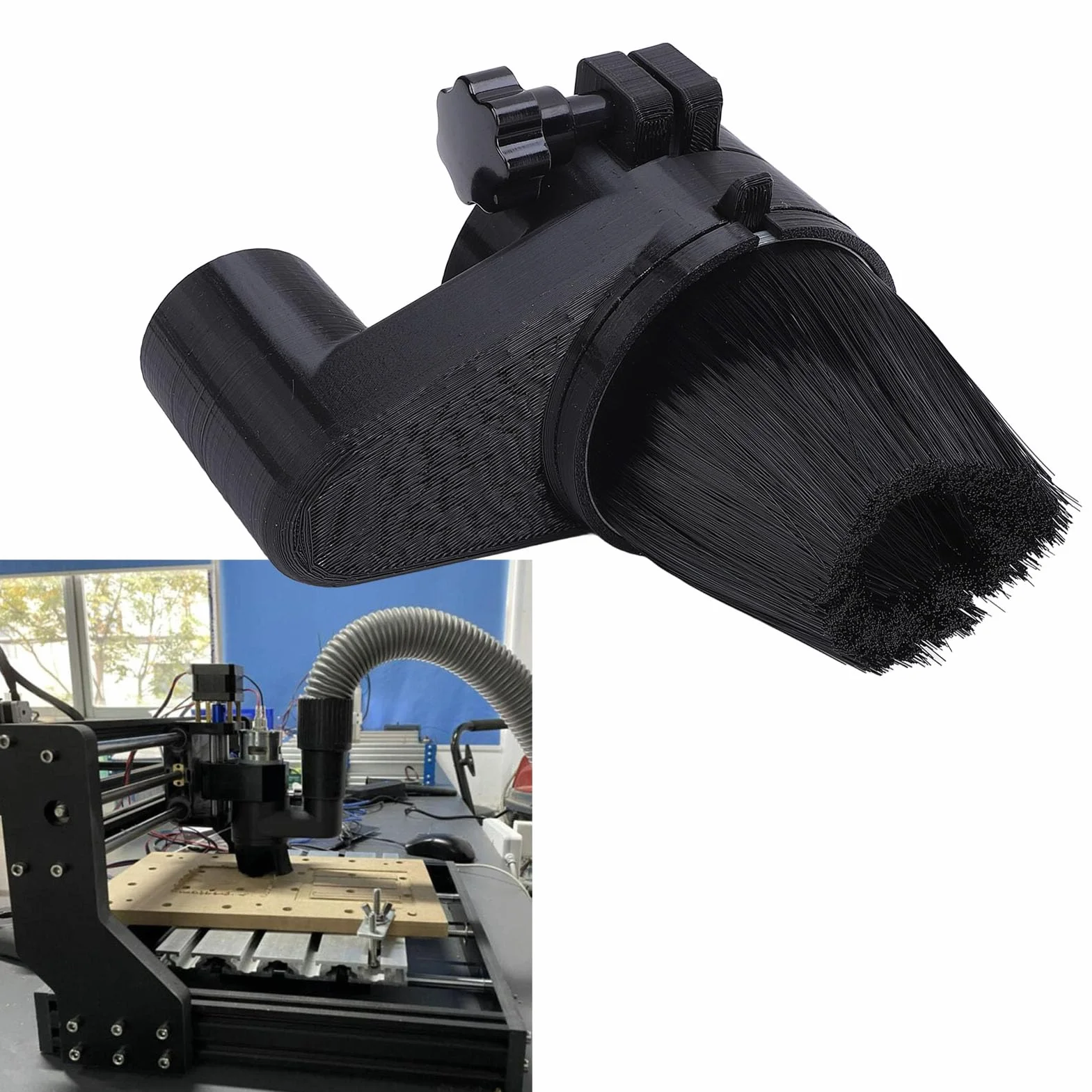 Osłona Przeciwpyłowa Routera CNC 65 Mm, Stopka Przeciwpyłowa CNC ze Zdejmowanym Włosiem, Mocowanie Magnetyczne, do Maszyny do Grawerowania z Silnikiem Wrzeciona 1,5 KW