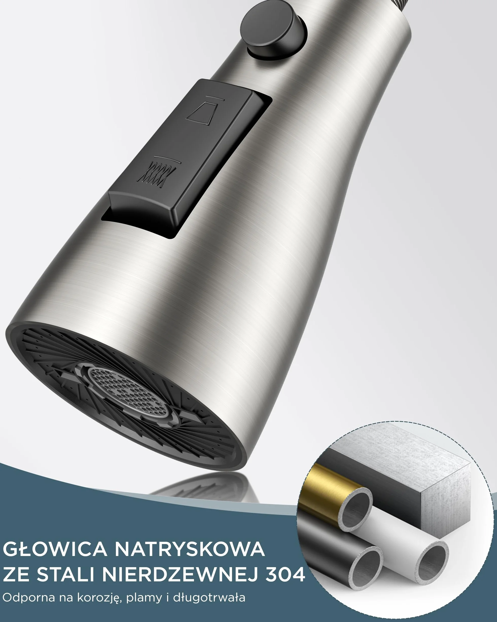 FORIOUS Kran Kuchenny, Bateria Kuchenna z Wyciąganą Wylewką, obrotowa o 360° Bateria Kuchenna, odpowiednia do zlewów o wysokich profilach, Dwa tryby odprowadzania wody, Stal Nierdzewna
