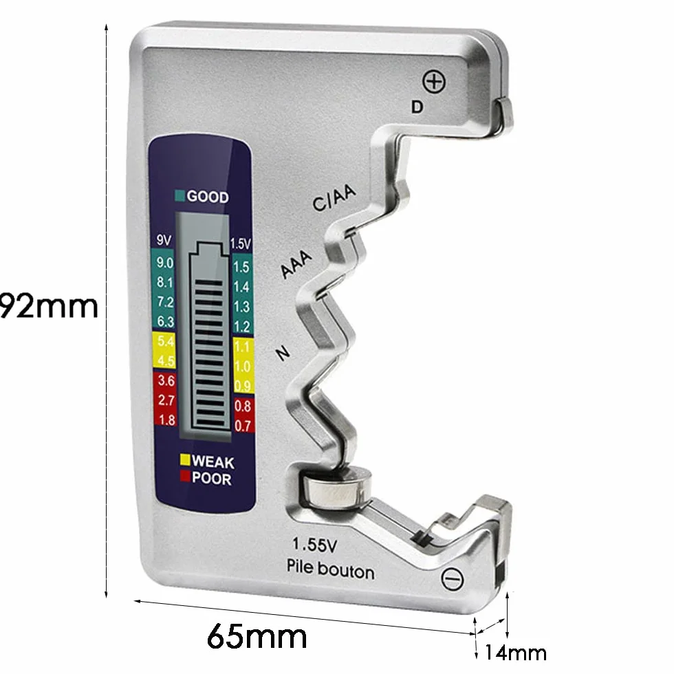 Mesee Cyfrowy tester baterii LCD uniwersalny do AA AAA C D N 9V