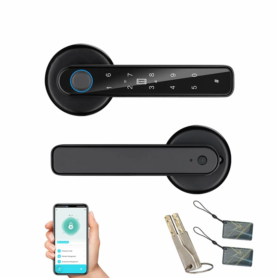 Fingerprint Door Lock 5 w 1 Smart Door Knob z APP/Karta/IC/Password/Keypad