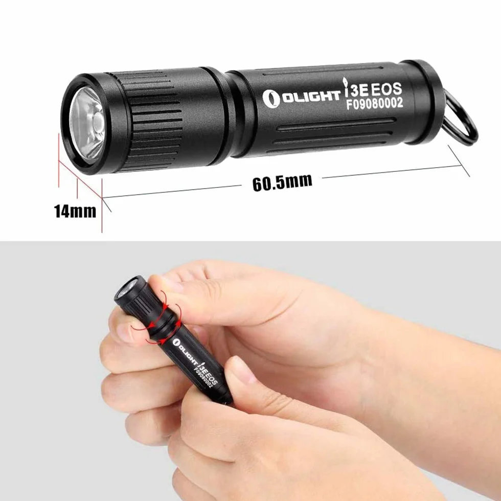 OLIGHT I3E EOS Mini latarka LED brelok 90 lumenów i zasięg 44m, mała latarka brelok IPX8 wodoodporna lampa ręczna Czarny
