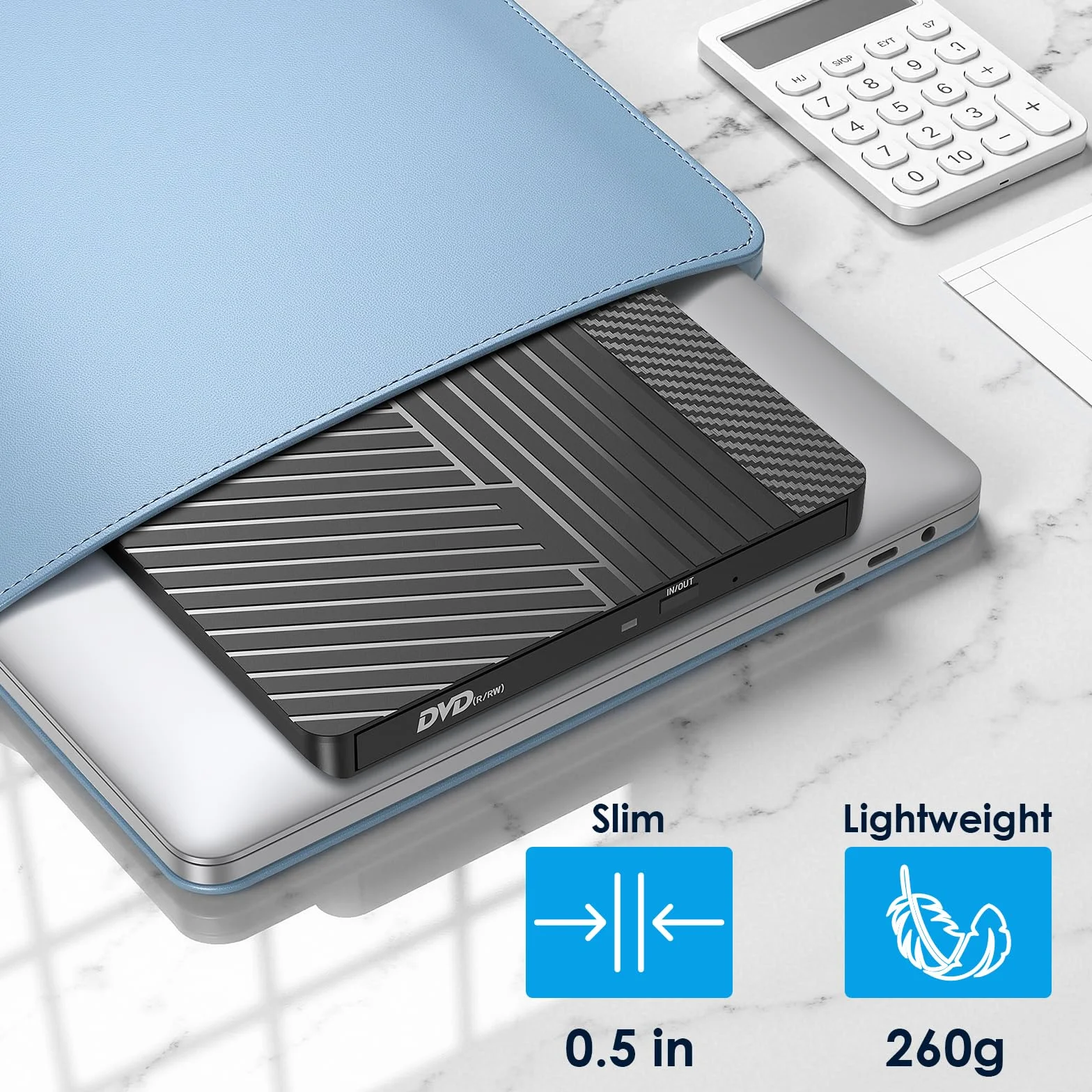 Zewnętrzny odtwarzacz CD DVD, USB 3.0 i Type-C Nagrywarka CD DVD Napęd zewnętrzny, ultra cienki zewnętrzny dyskietka CD DVD +/-RW Drive dla komputerów Laptop Desktop MacBook Mac OS Win11/10/8