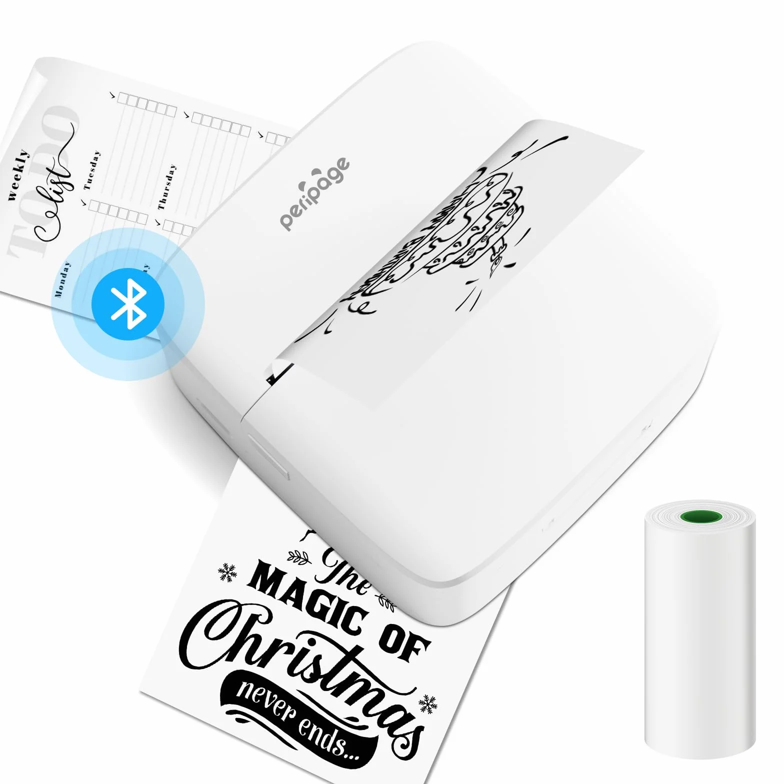Mini drukarka termiczna, przenośna drukarka naklejek na telefon, kieszonkowa drukarka atramentowa z 1 rolką papieru termicznego, bezprzewodowa drukarka fotograficzna Bluetooth do notatek do nauki,