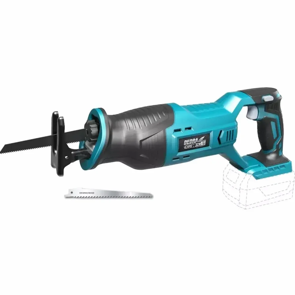 Dedra DED7061 – akumulatorowa piła szablasta 18 V z lisią ogonem, skok brzeszczotu 25,4 mm, 0–2800 skoków/min, beznarzędziowa wymiana brzeszczotu, blokada włącznika