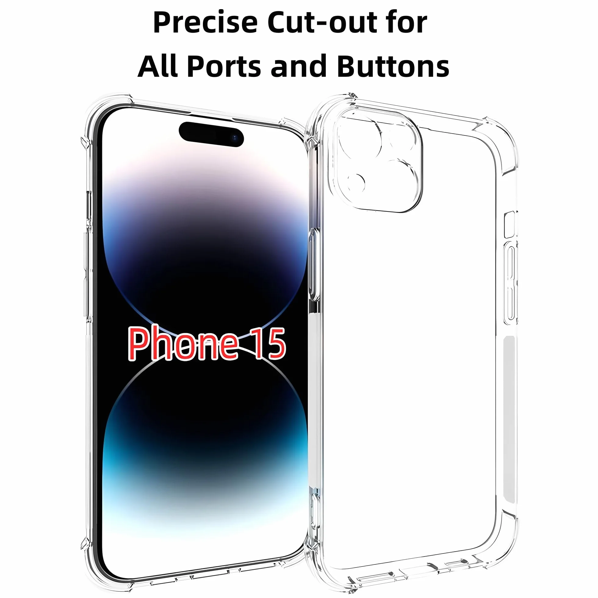 Etui iPhone 15 Plus Żel TPU Silikonowe Przezroczyste + 3× Szkło Hartowane Folia Ochronna