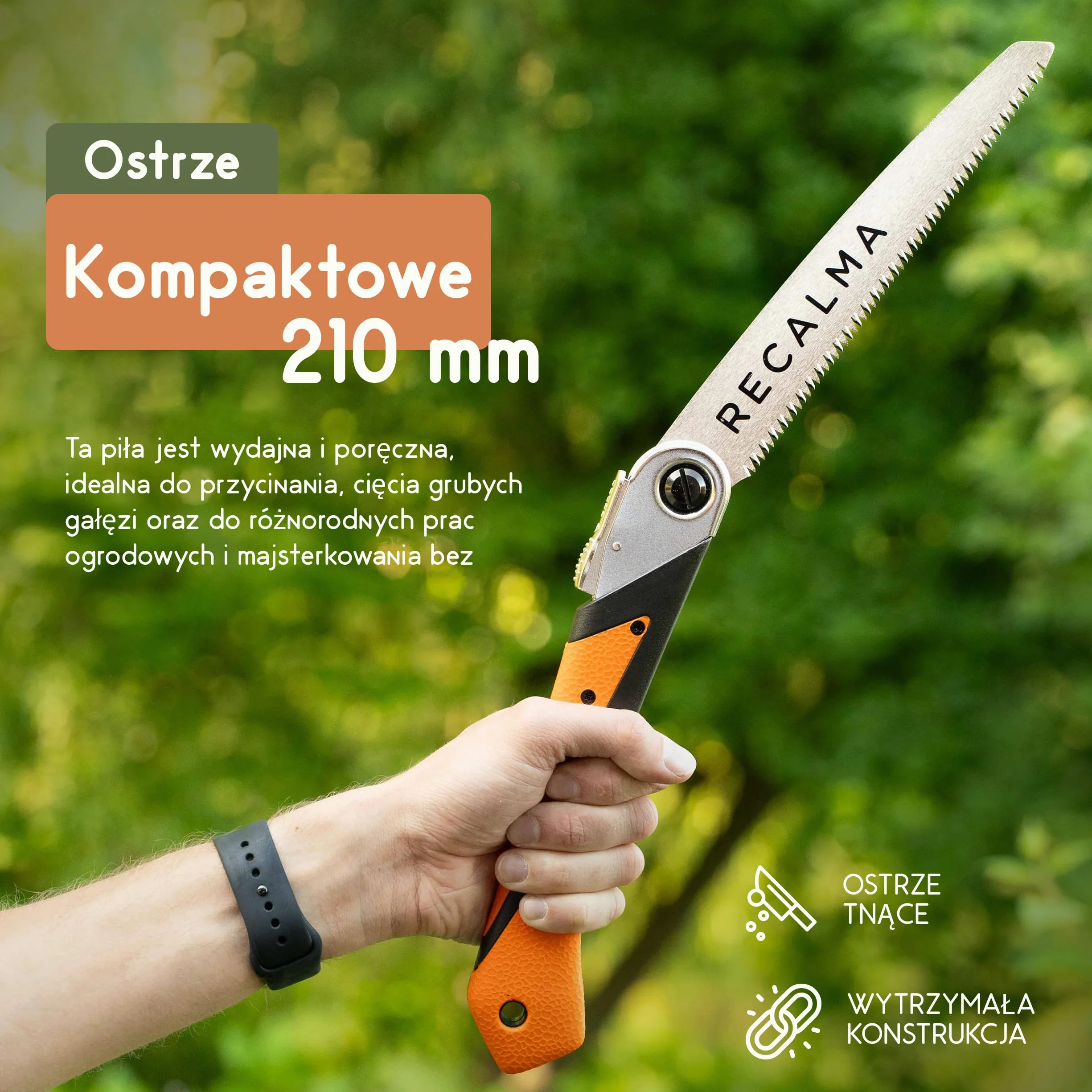Piła ręczna do gałęzi, składana, hartowana piła SK5 210 mm, składana piła do drewna do ogrodu
