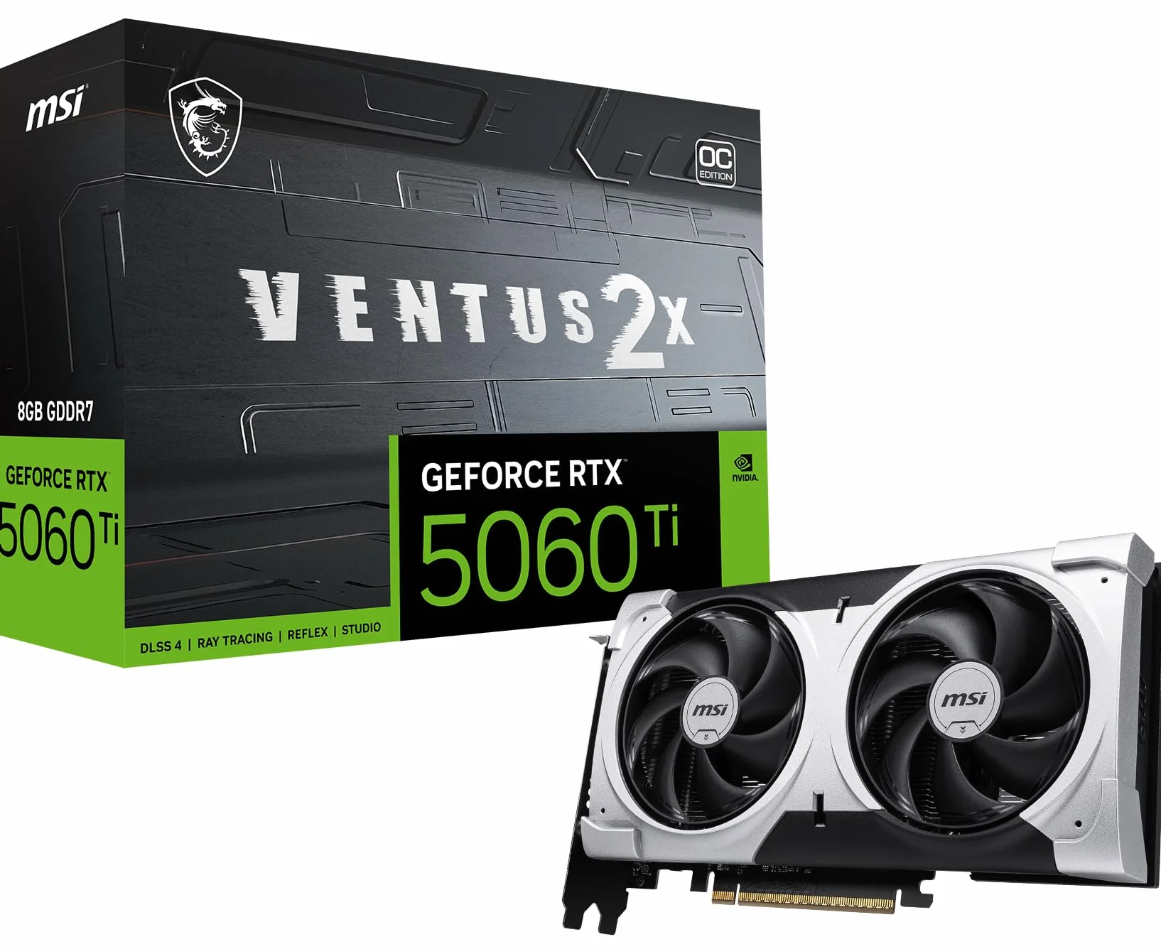 MSI Gamingowa karta graficzna RTX 5060 Ti Ventus 2X OC Plus 8 GB GDDR7 NVIDIA Blackwell