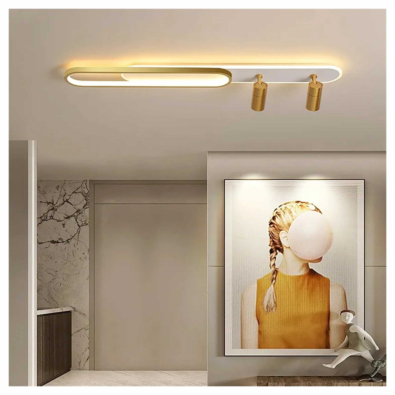 Nowoczesne lampy sufitowe LED z reflektorem do korytarza, kompatybilne z salonem, garderobą, dekoracja domu, oświetlenie LED, żyrandole-złoty-L100 cm