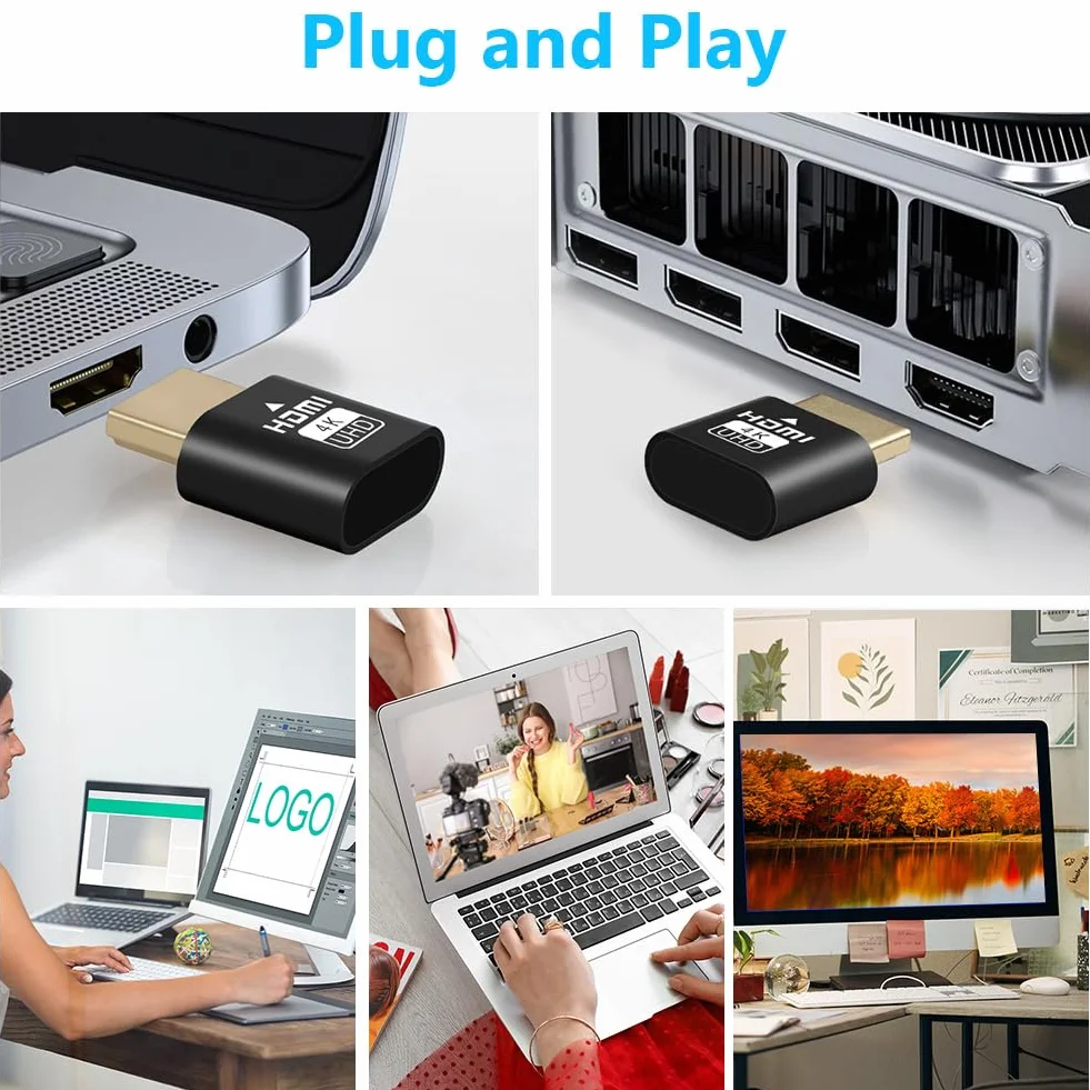 AXFEE HDMI Dummy Plug Emulator wyświetlania, Wirtualne gniazdo HDMI 4K, bezgłośny emulator wyświetlacza z duchem Premium Aluminum PC (pasuje do zestawu Headless-1920x1080@ 60Hz-1Pack)