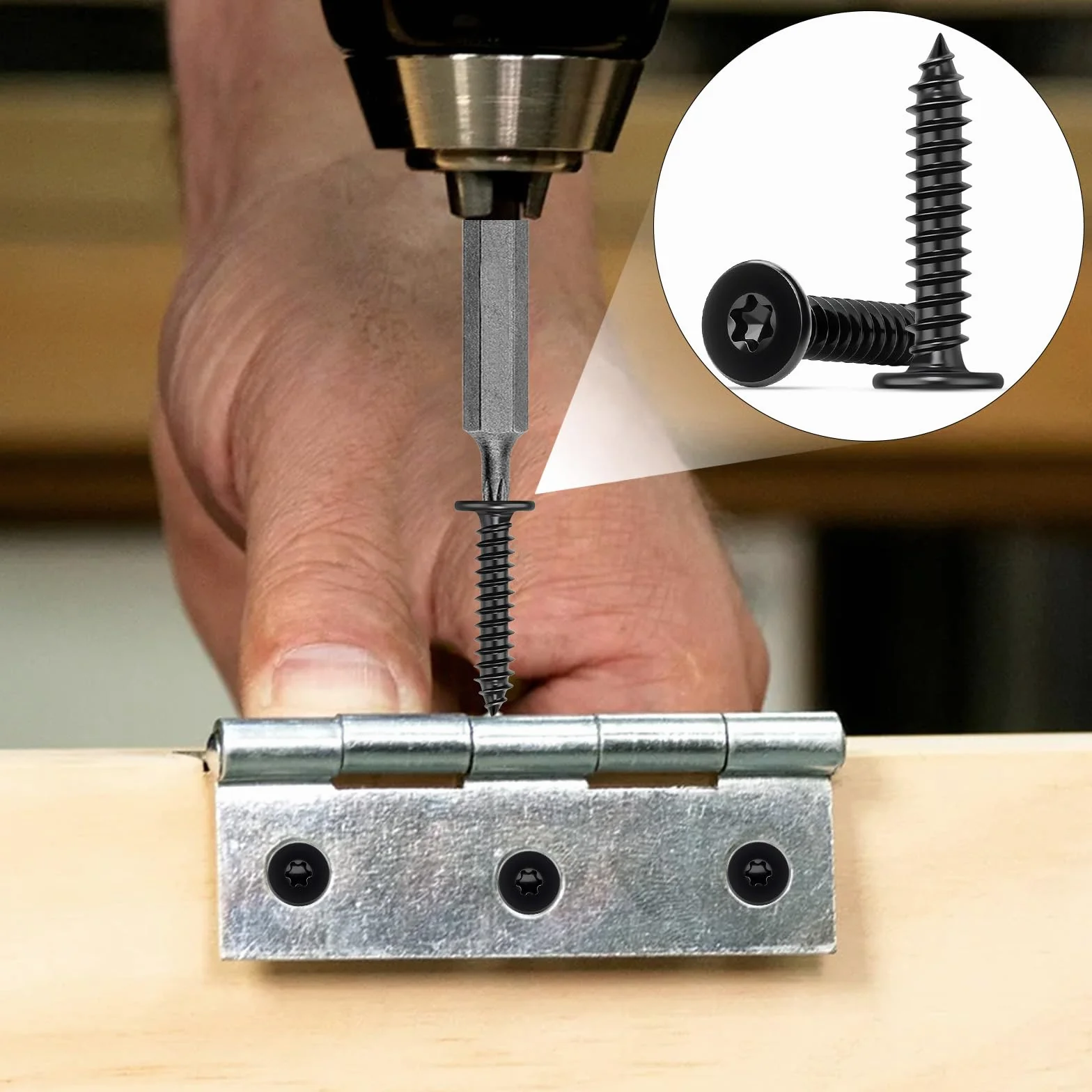 Mbsomnus 120 sztuk wkrętów Torx M3 x 20 mm, wkręty do drewna, stal nierdzewna, 304, wkręty samogwintujące, Torx, czarne, płaskie, do drewna, stali nierdzewnej, do szaf, stołów, mebli, 120 sztuk