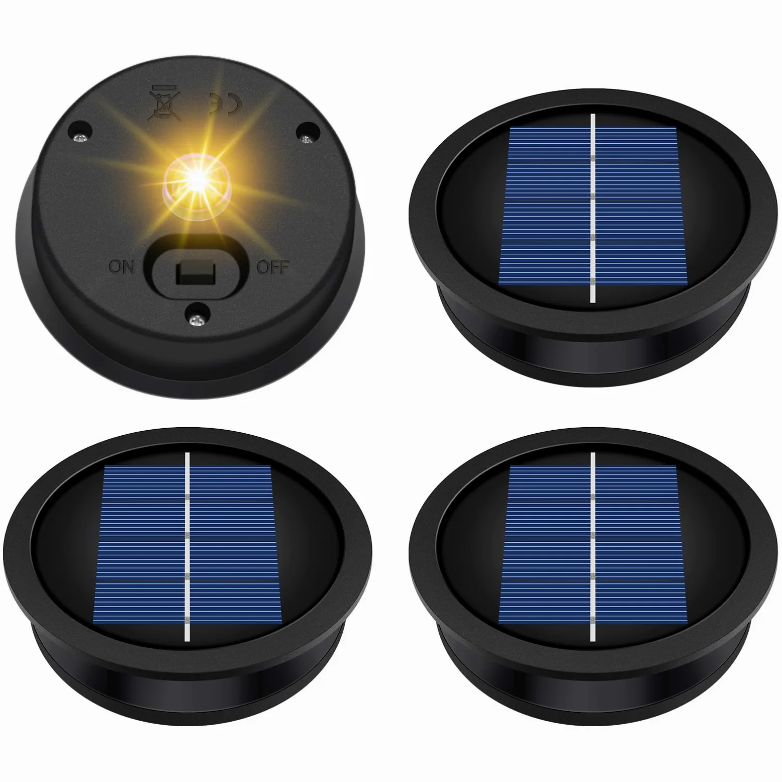 Solarne latarnie LED, 2 sztuki, wodoodporna konstrukcja do otworów 8,2 cm, idealna do dekoracji podwórka, ścieżki i ogrodu, w kolorze czarnym