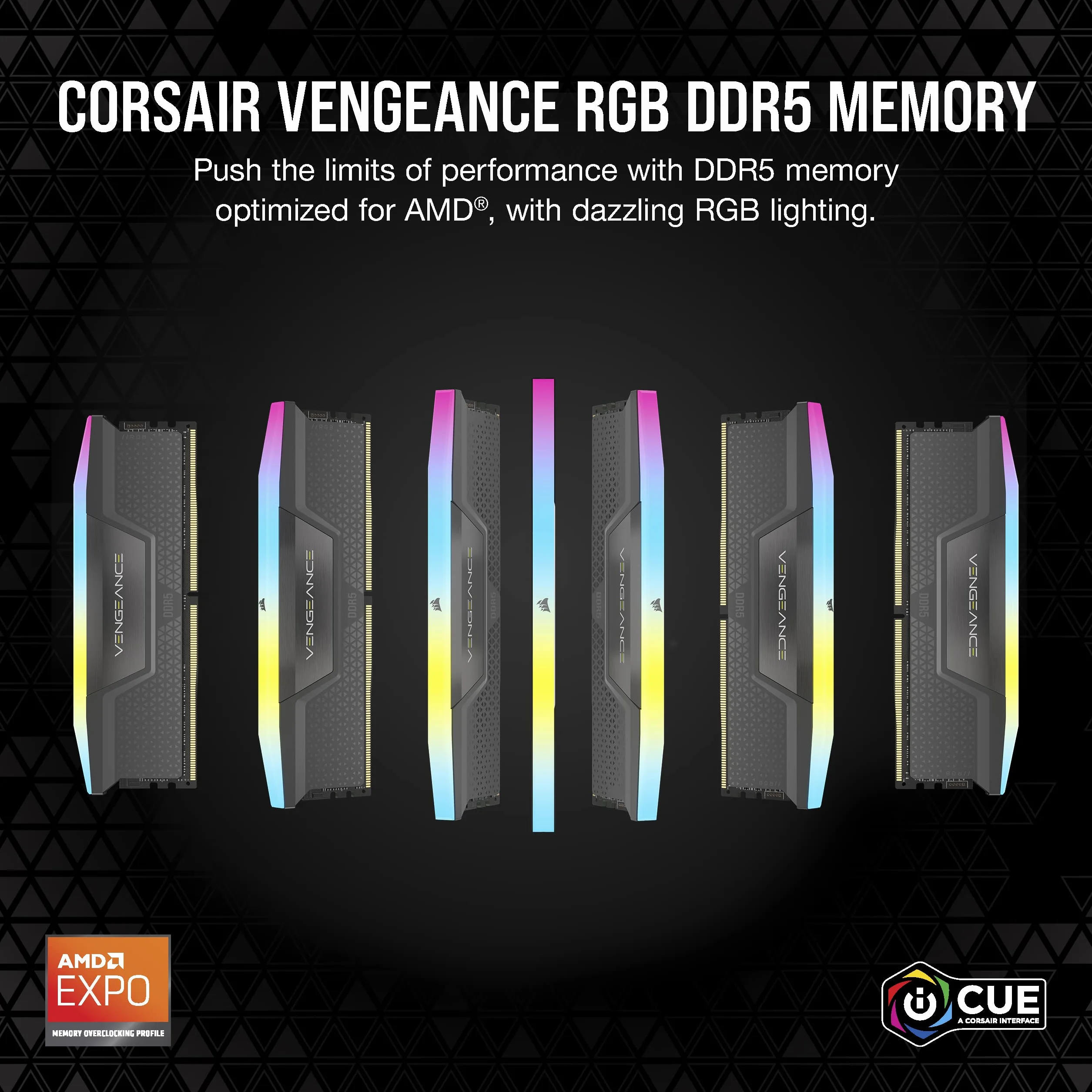 CORSAIR VENGEANCE RGB DDR5 32GB (2x16GB) 6000MHz CL36 AMD EXPO Pamięć Komputerowa iCUE Szary