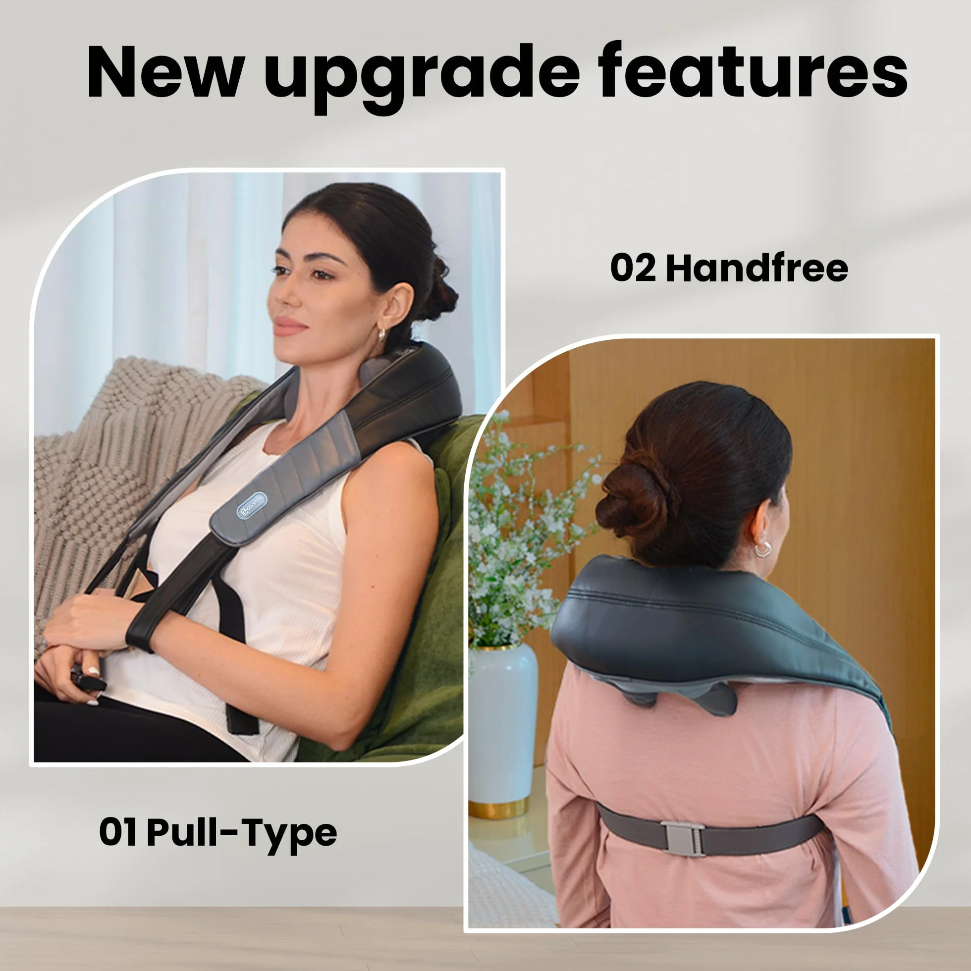 COMFIER Shiatsu urządzenie do masażu karku z ciepłem, bezprzewodowe urządzenie do masażu głębokiego ugniatania 4D, łagodzące kark, ramiona i plecy, prezent dla mężczyzn i kobiet