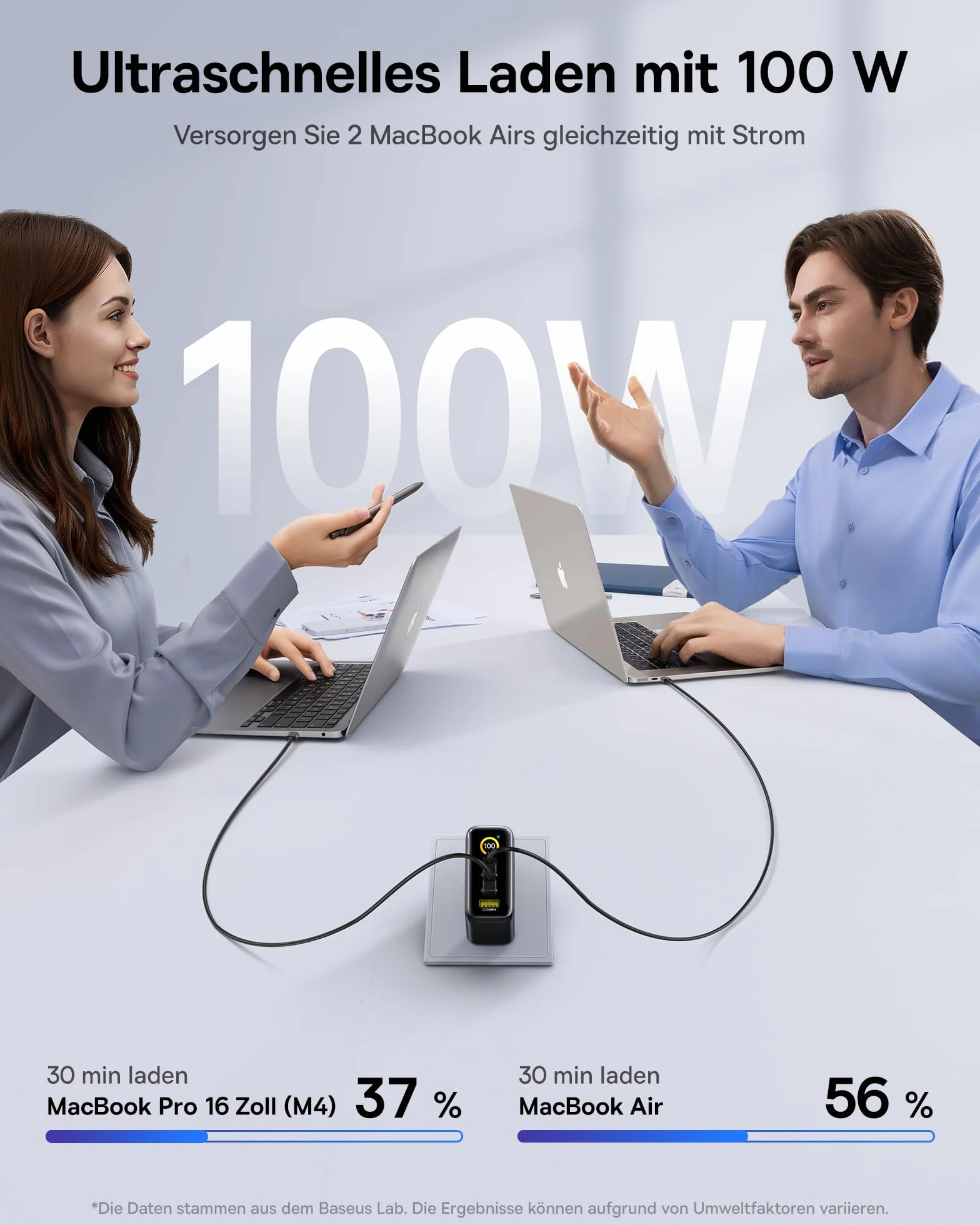 Baseus Picogo ładowarka USB C 100 W, Smart Display & Touch Control, szybka ładowarka 3 w 1, zasilacz GaN USB C, kompatybilny z MacBook, iPhone 17/16/15/14, Galaxy 25/24/23, Pixel i innymi