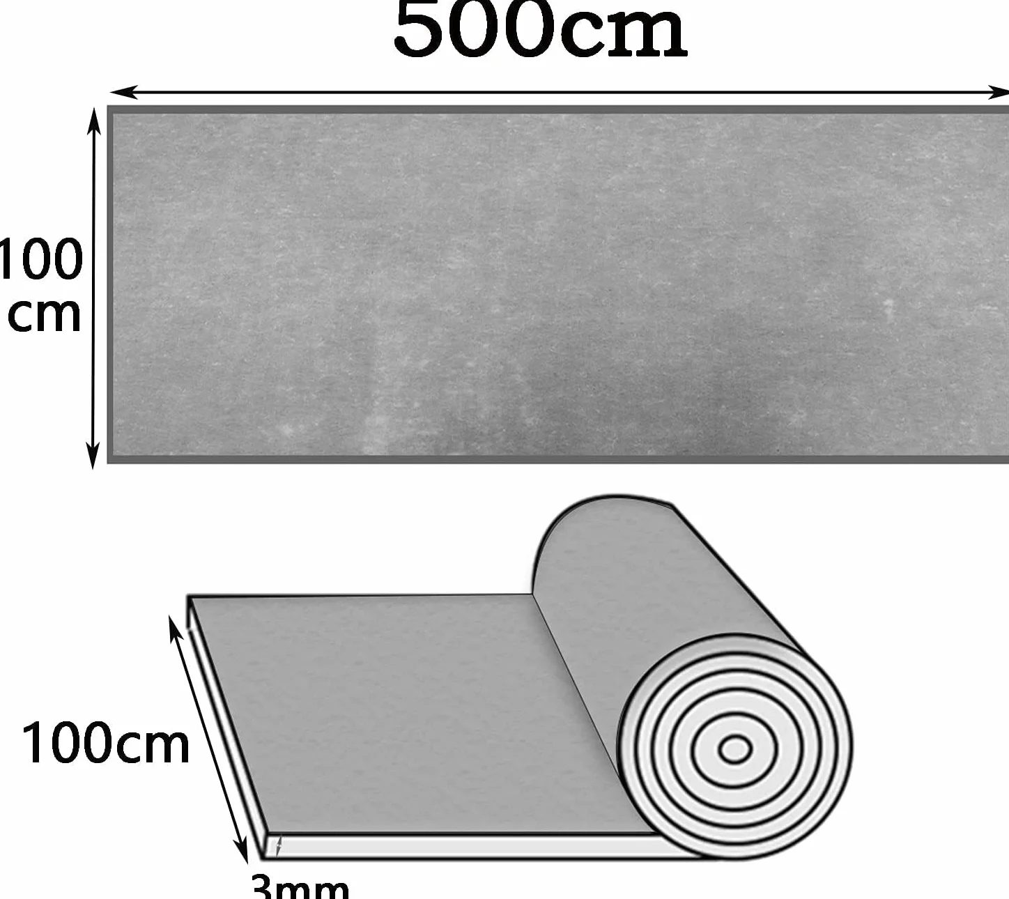 Mata antypoślizgowa 500 x 100 cm, do użytku na zewnątrz, antypoślizgowa mata gumowa o grubości 3 mm, wytrzymała, do garażu, schodów, warsztatu, piwnicy, przemysłu