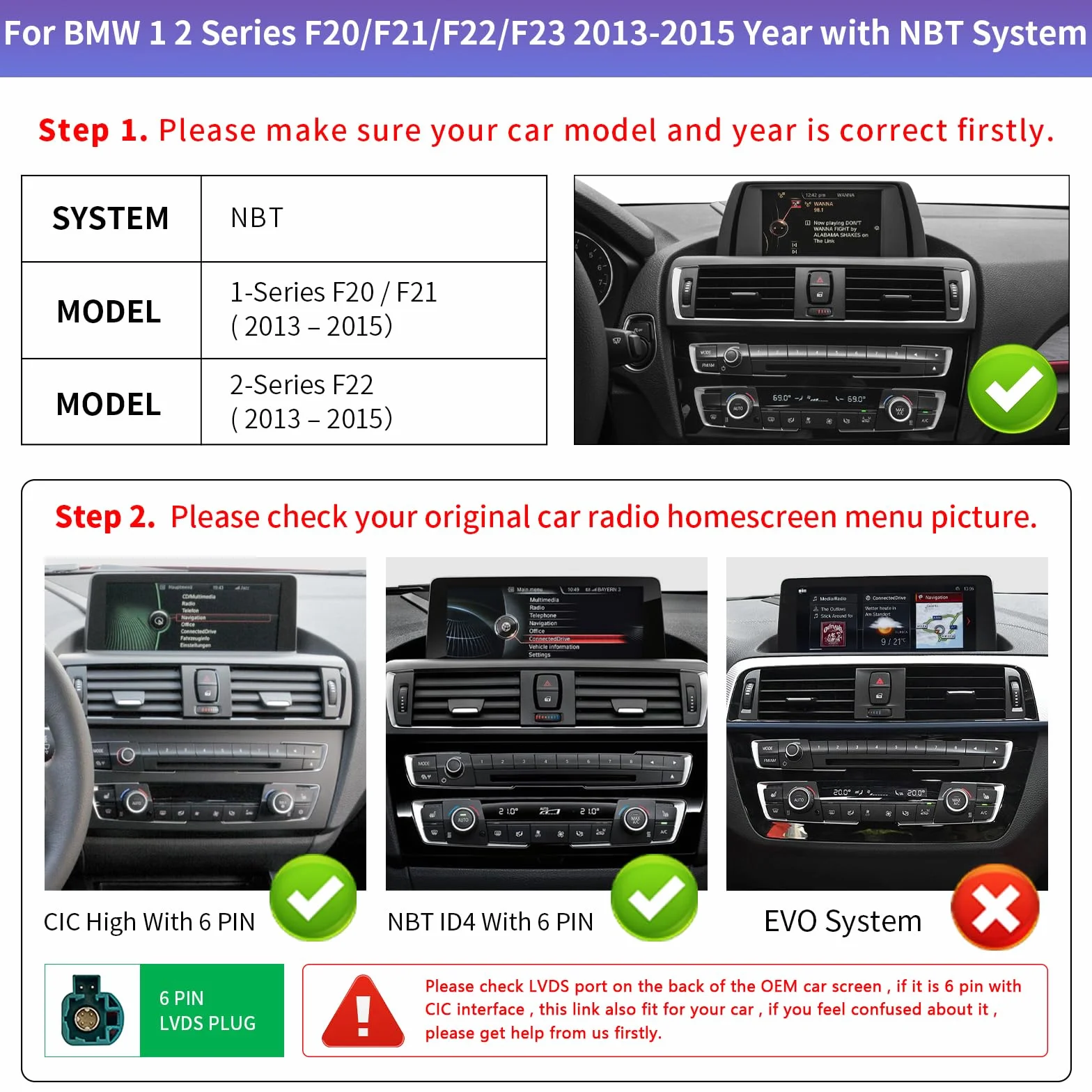 Road Top 10.25 calowy odbiornik radiowy samochodowy ekranu dotykowego dla BMW 1 2 Series F20/F21/F22 2013-2015 NBT Android Auto