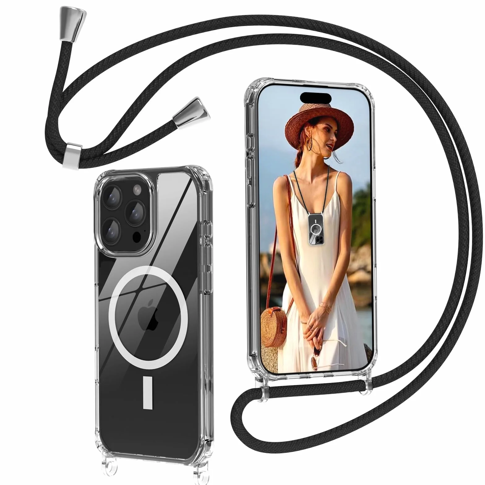 Magnetyczne etui do iPhone 16 Pro Max Magsafe przezroczyste odporne na żółknięcie odporne na wstrząsy z regulowanym kołnierzem