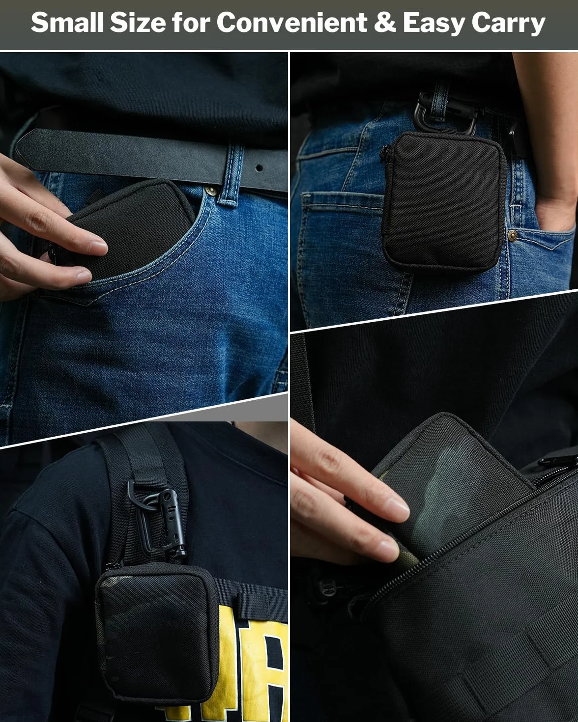 VIPERADE VE34 mini Pouch EDC, mały organizer na narzędzia kieszonkowe i multitool, kompaktowy EDC – mini portfel dla mężczyzn (VE34-czarny kamuflaż)