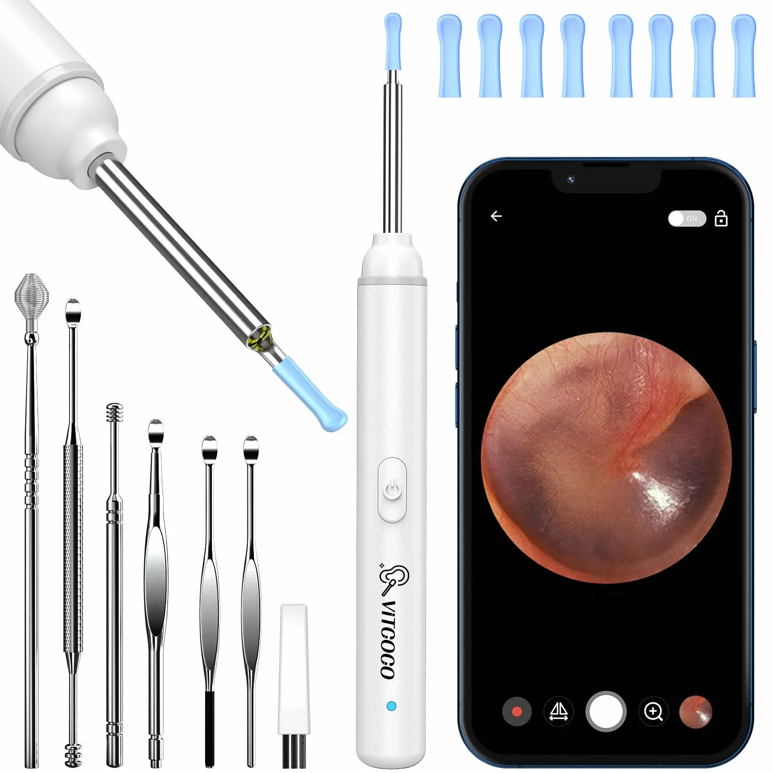 otoskop do usuwania woskowiny usznej, kamera do czyszczenia uszu HD 1920p, ultracienka, bezprzewodowa, wodoszczelna, z soczewką 3 mm i 6 LED, do iPhone'a, iPada, smartfonów z Androidem