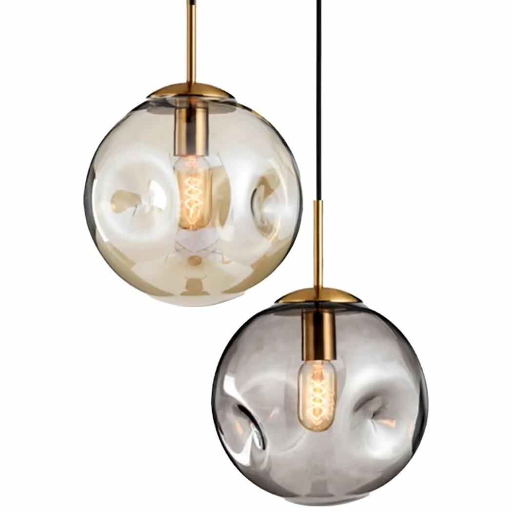 Szklana lampa wisząca wklęsło-wypukła kula żyrandol światło luksusowa prosta lampa sufitowa oświetlenie sufitowe lampka nocna do sypialni, baru, jadalni