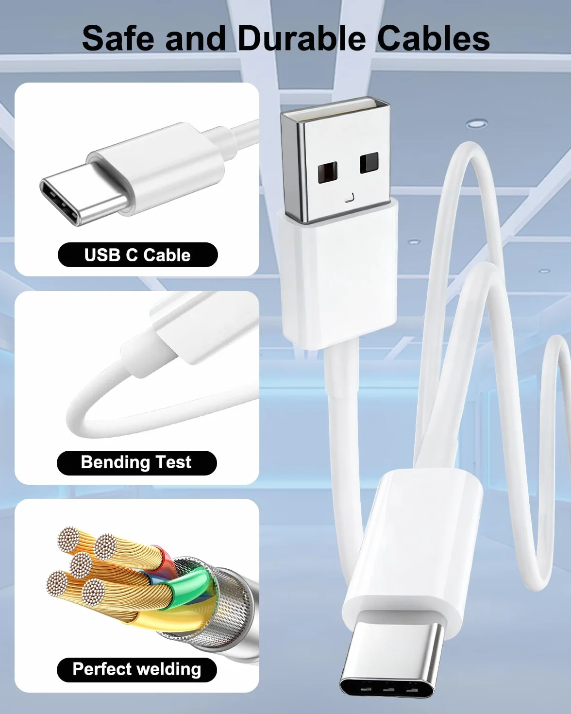 Kabel Carplay do iPhone'a 17/16/15, Kabel Ładujący USB C, zestaw 2 sztuki 1M + 2M kabel USB do USB C kabel Ładujący do iPhone'a Przewody do ładowania Przewód ładujący do iphone'a 17 16 15 Pro Max Plus