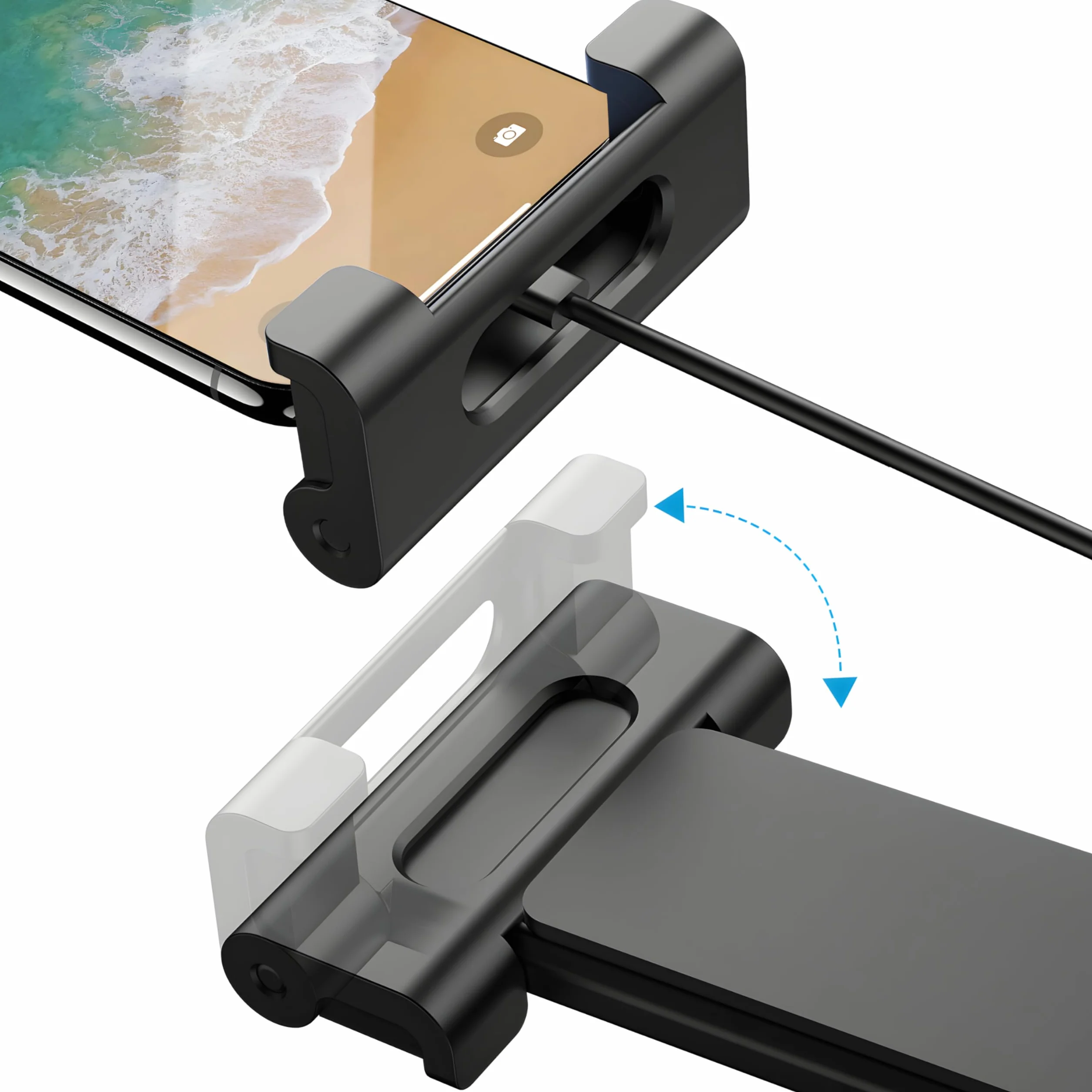 Retoo Uchwyt na tablet samochodowy zagłówek, obrót o 360° uchwyt na głowę, regulowany dla dzieci, kompatybilny z urządzeniami 140-250mm, etui i akcesoriami do telefonu komórkowego i tabletu