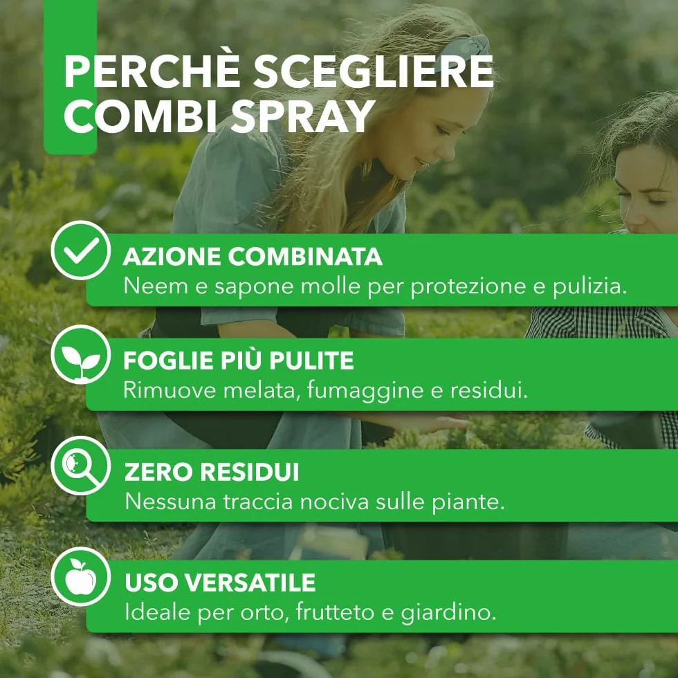 Combi Spray olejek neem + mydło miękkie potasowe - wzmacniacz obrony roślin, naturalny organiczny 750 ml
